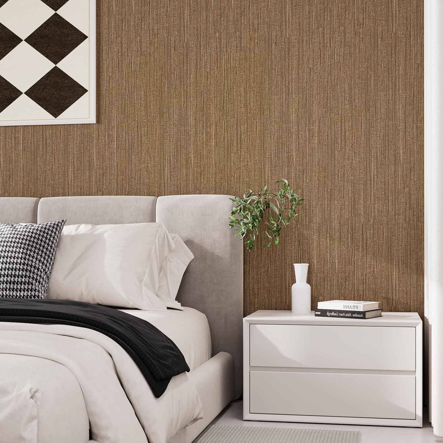 VaryPaper Bronze Brown Grasscloth Wallpaper