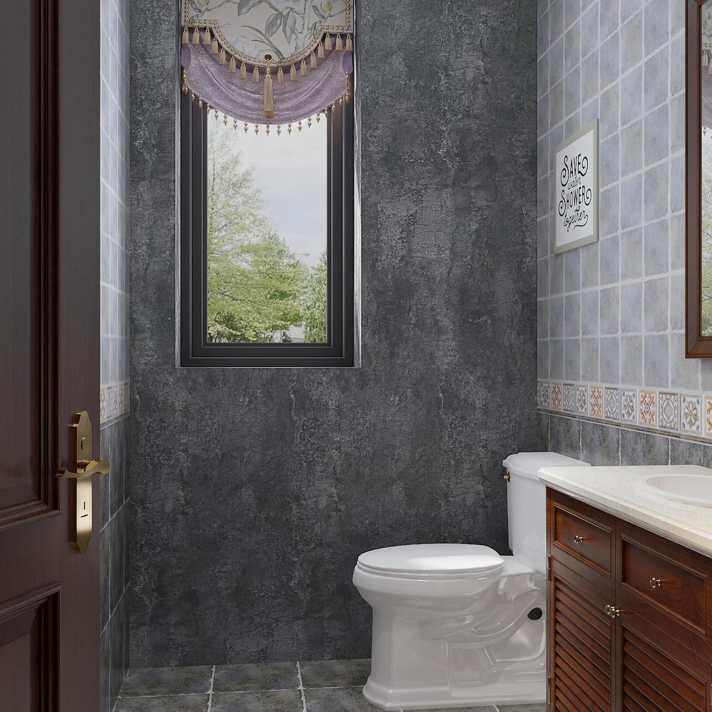 VaryPaper Dark Grey Concrete Wallpaper