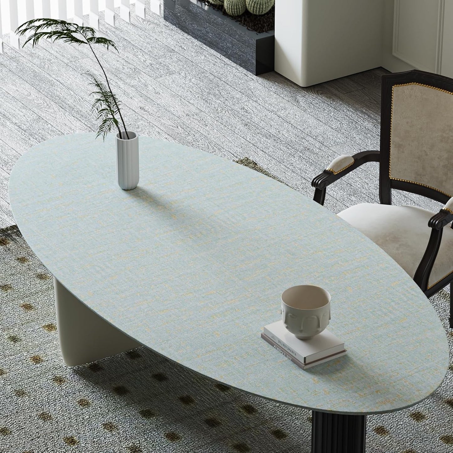 VaryPaper Gold Blue Linen Grasscloth Wallpaper
