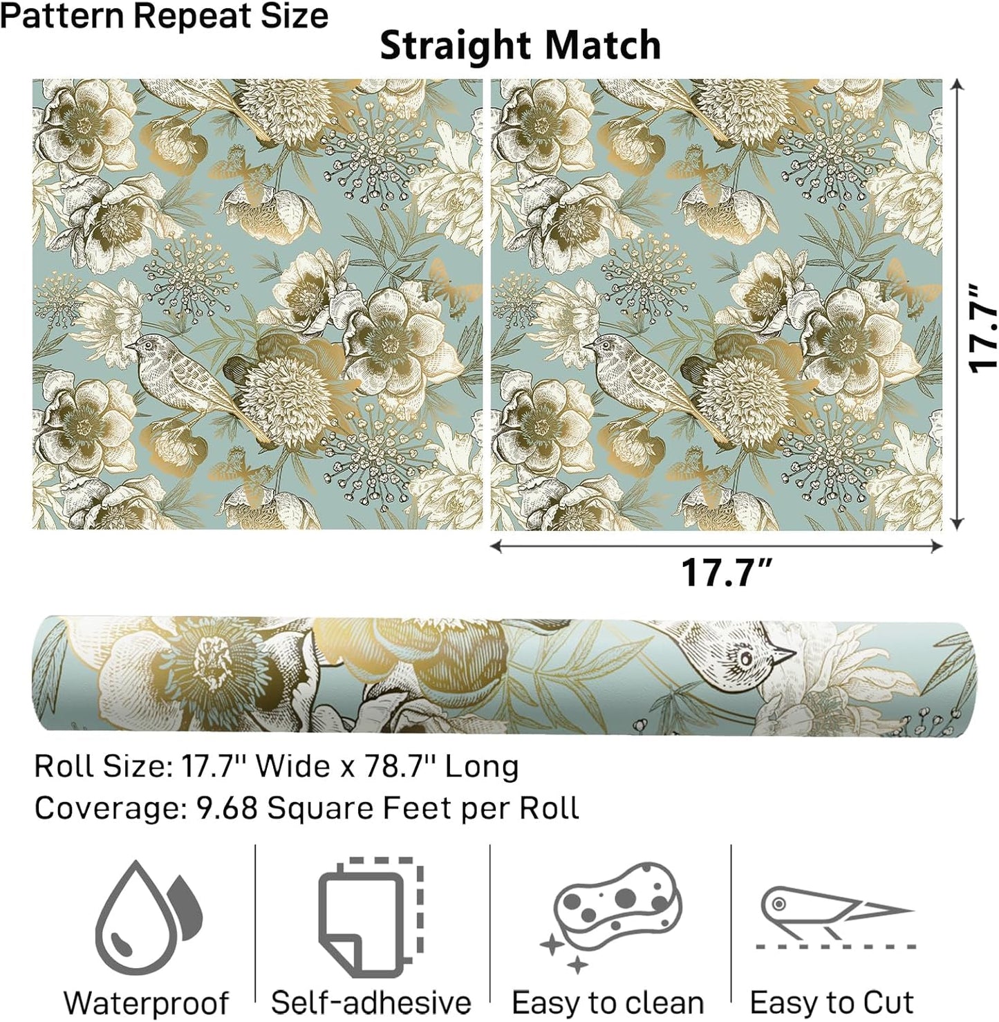 VaryPaper Vintage Gold Floral Bird Wallpaper