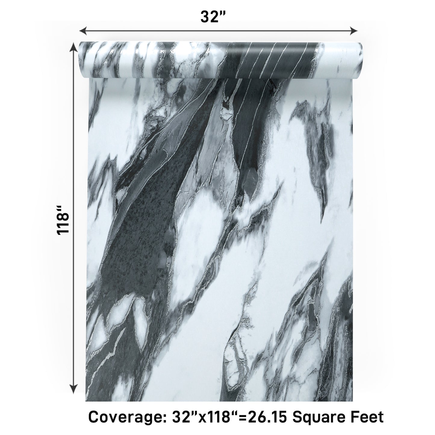 VaryPaper Black and White Marble Contact Paper