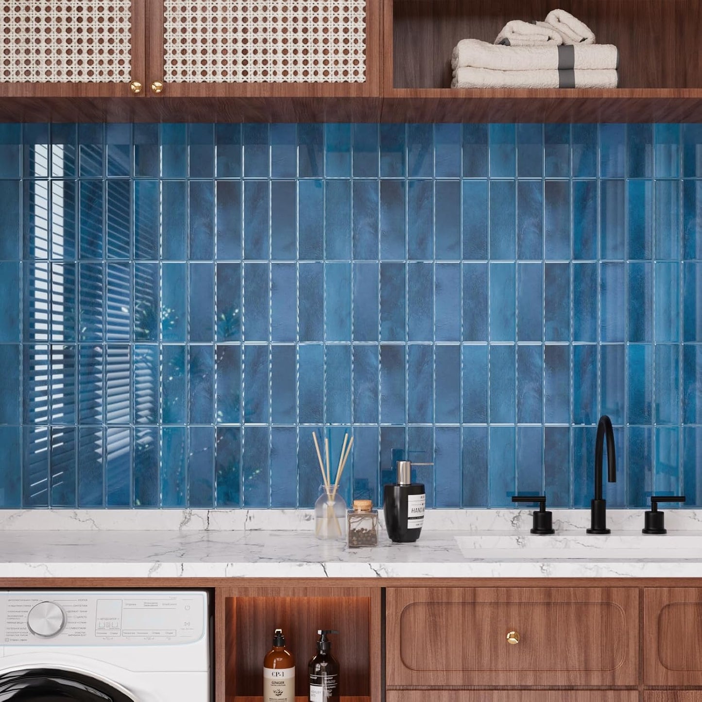 VaryPaper Sea Blue Peel and Stick Backsplash Wall Tiles