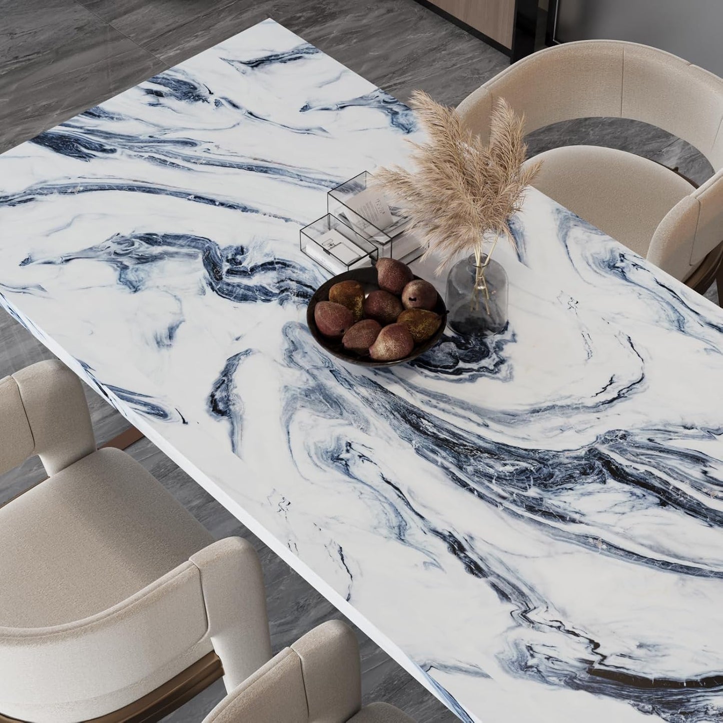 VaryPaper Navy Blue and White Marble Contact Paper