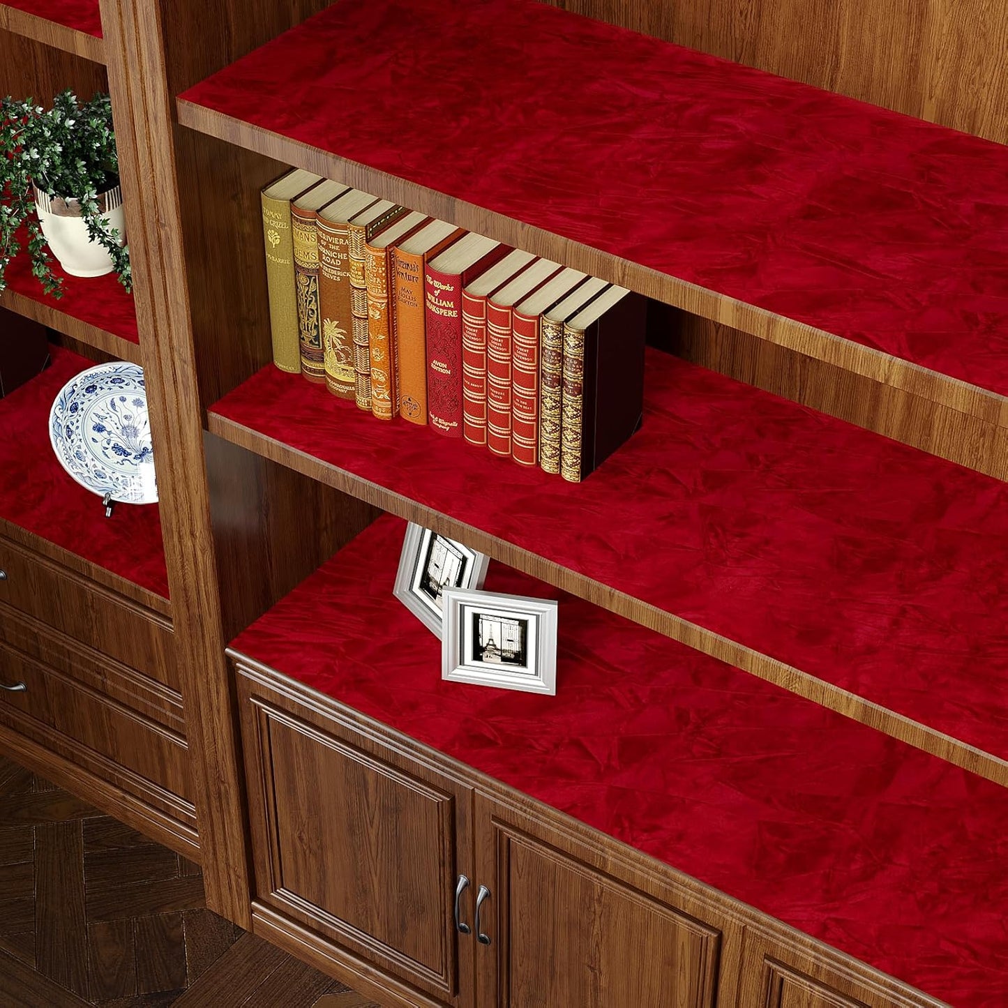 VaryPaper Red Crushed Velvet Flocking Contact Paper