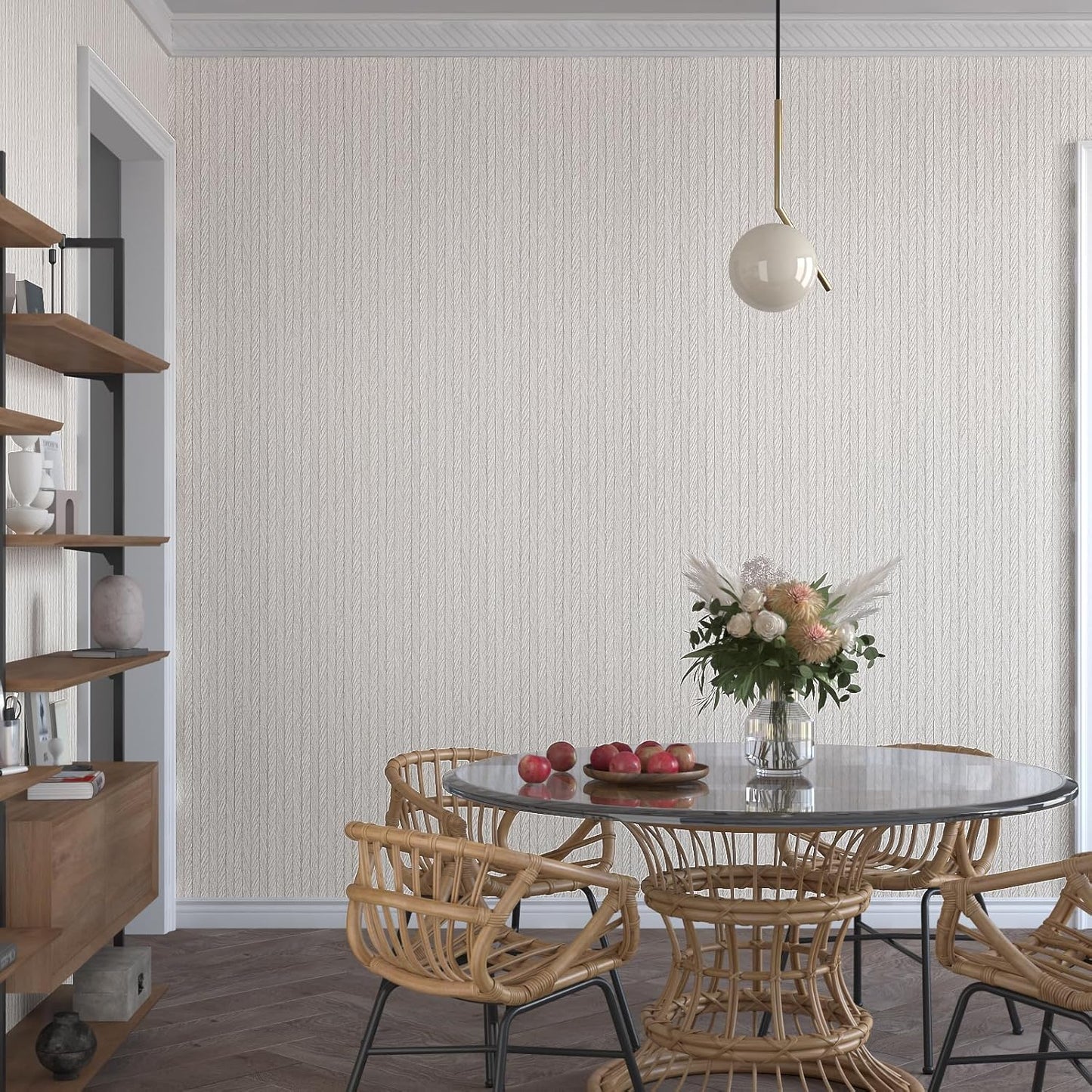 VaryPaper Light Grey Striped Grasscloth Wallpaper