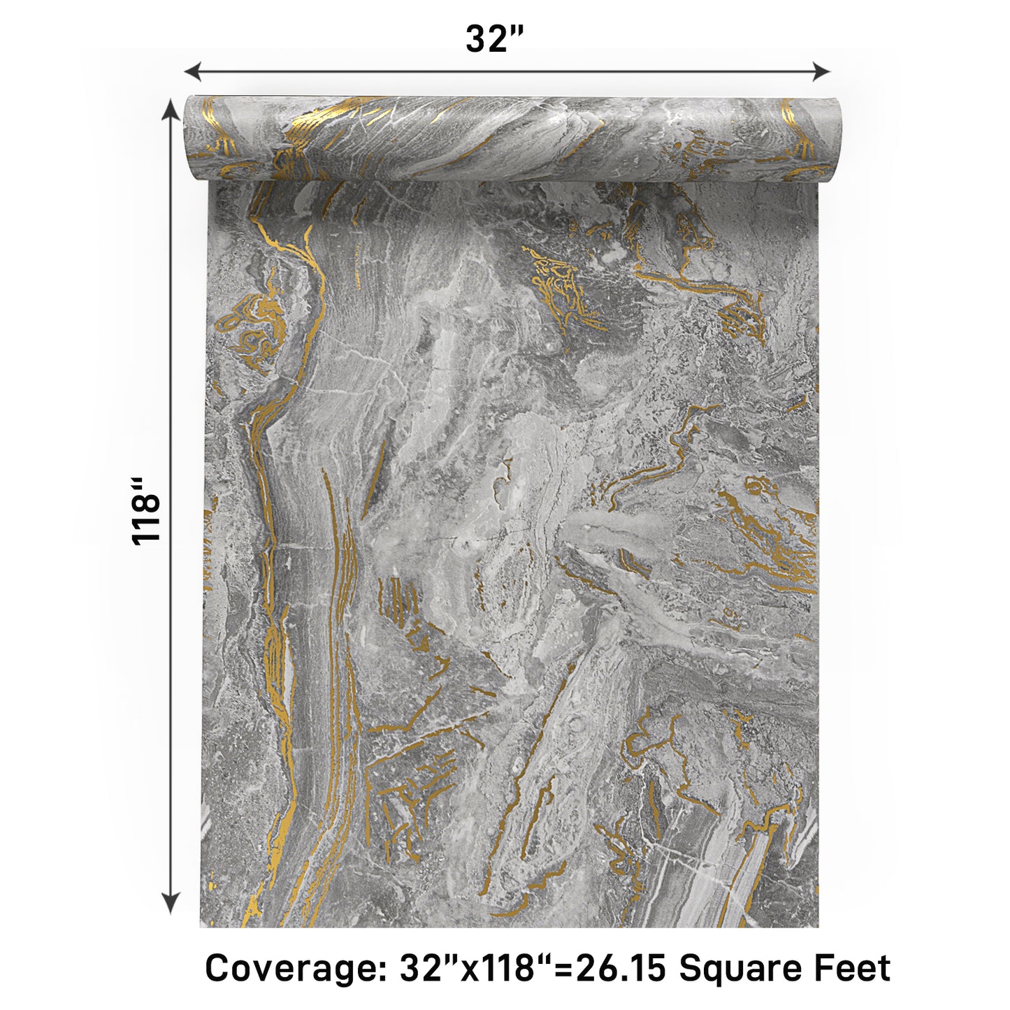 VaryPaper Matte Grey Gold Marble Contact Paper