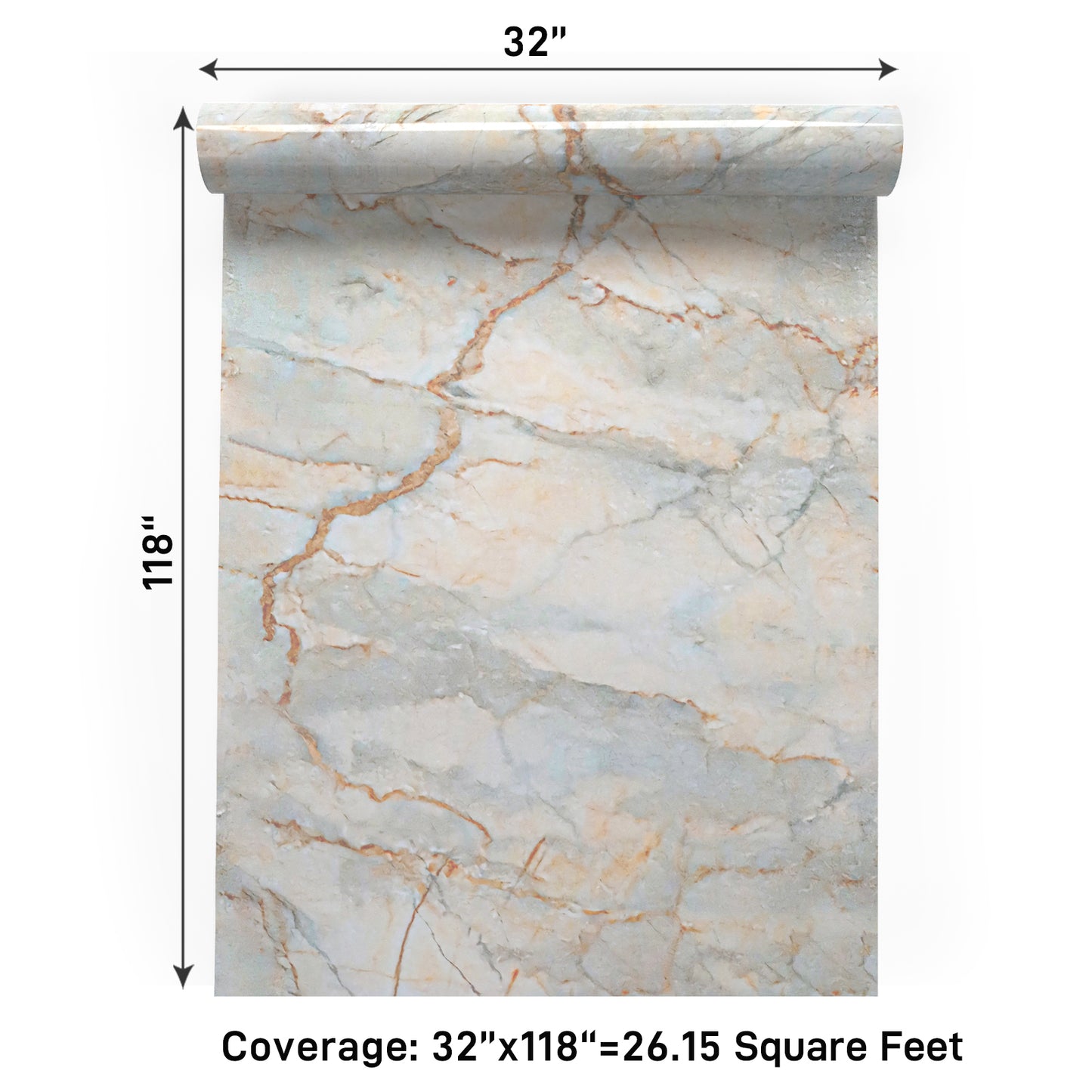 VaryPaper Glossy Grey Beige Marble Contact Paper