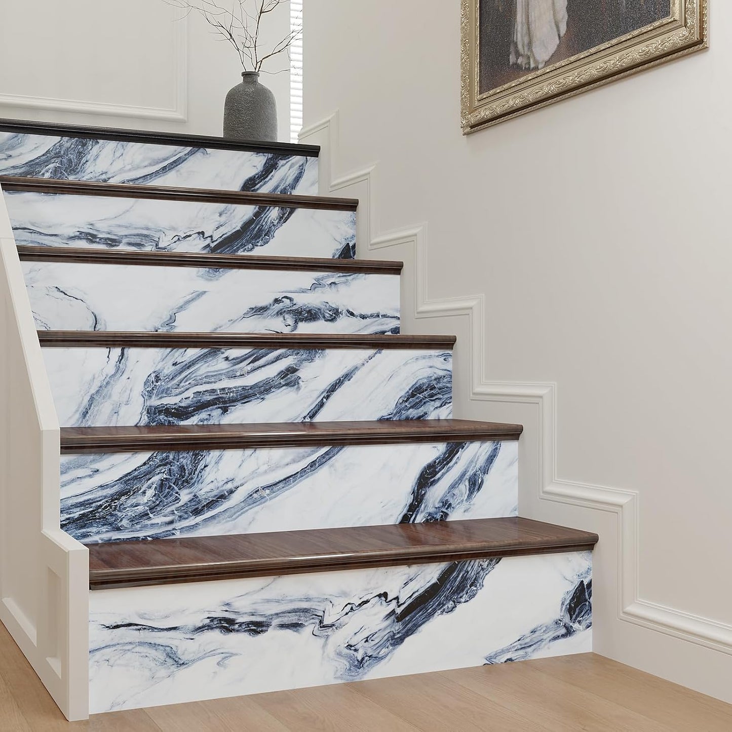 VaryPaper Navy Blue and White Marble Contact Paper