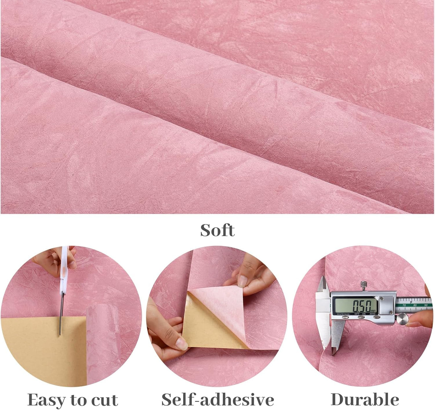 VaryPaper Coral Pink Velvet Flocking Contact Paper