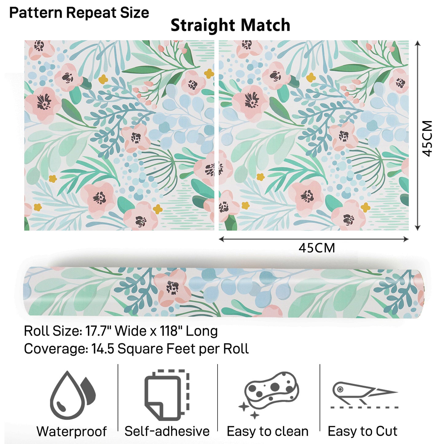 VaryPaper Pink Blue Green Floral Wallpaper
