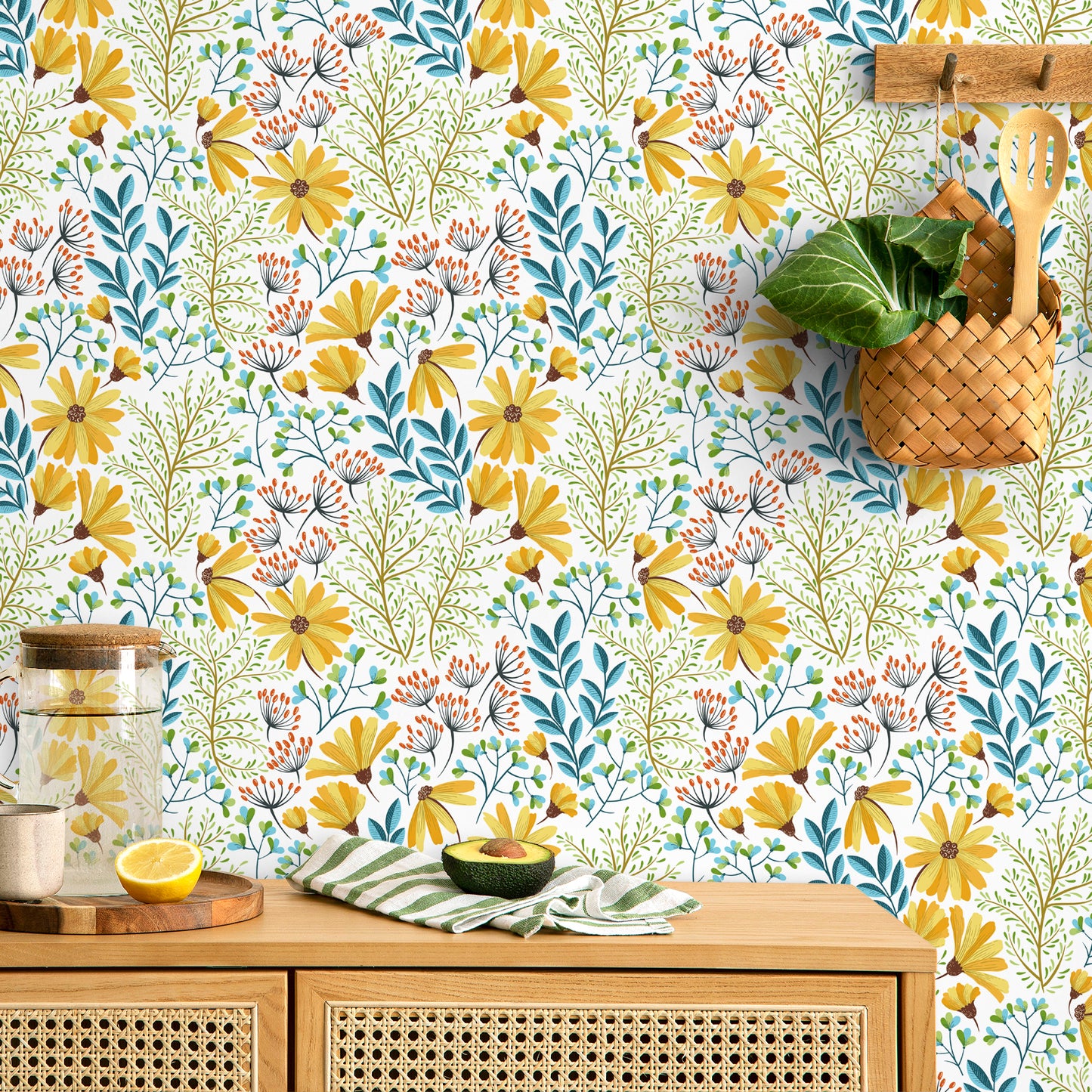 VaryPaper Boho Moss Leaf Floral Wallpaper