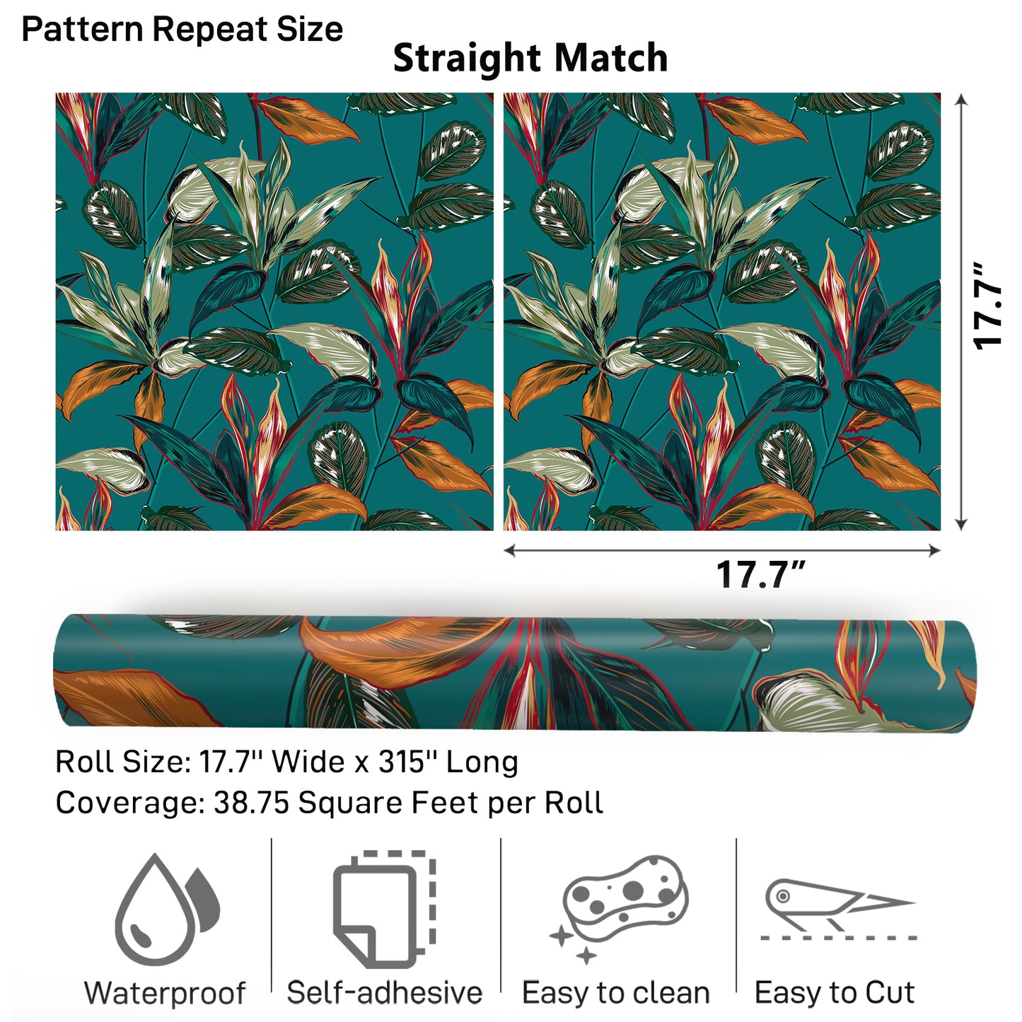VaryPaper Exotic Teal Blue Leaf Tropical Wallpaper