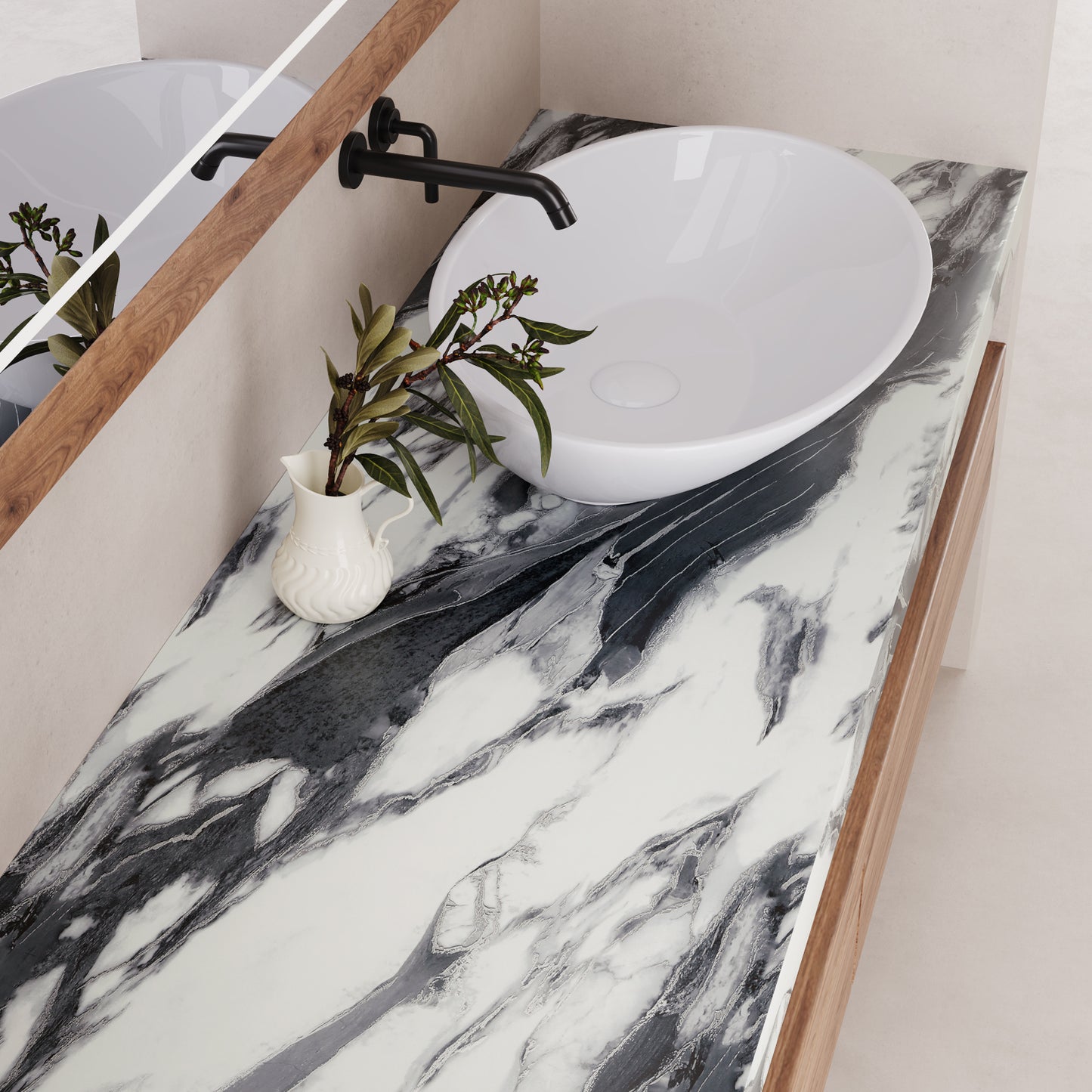 VaryPaper Black and White Marble Contact Paper