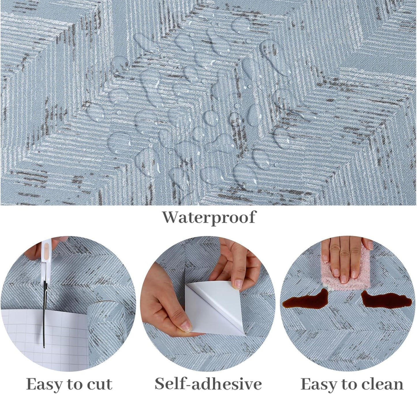 VaryPaper Light Blue Herringbone Grasscloth Wallpaper