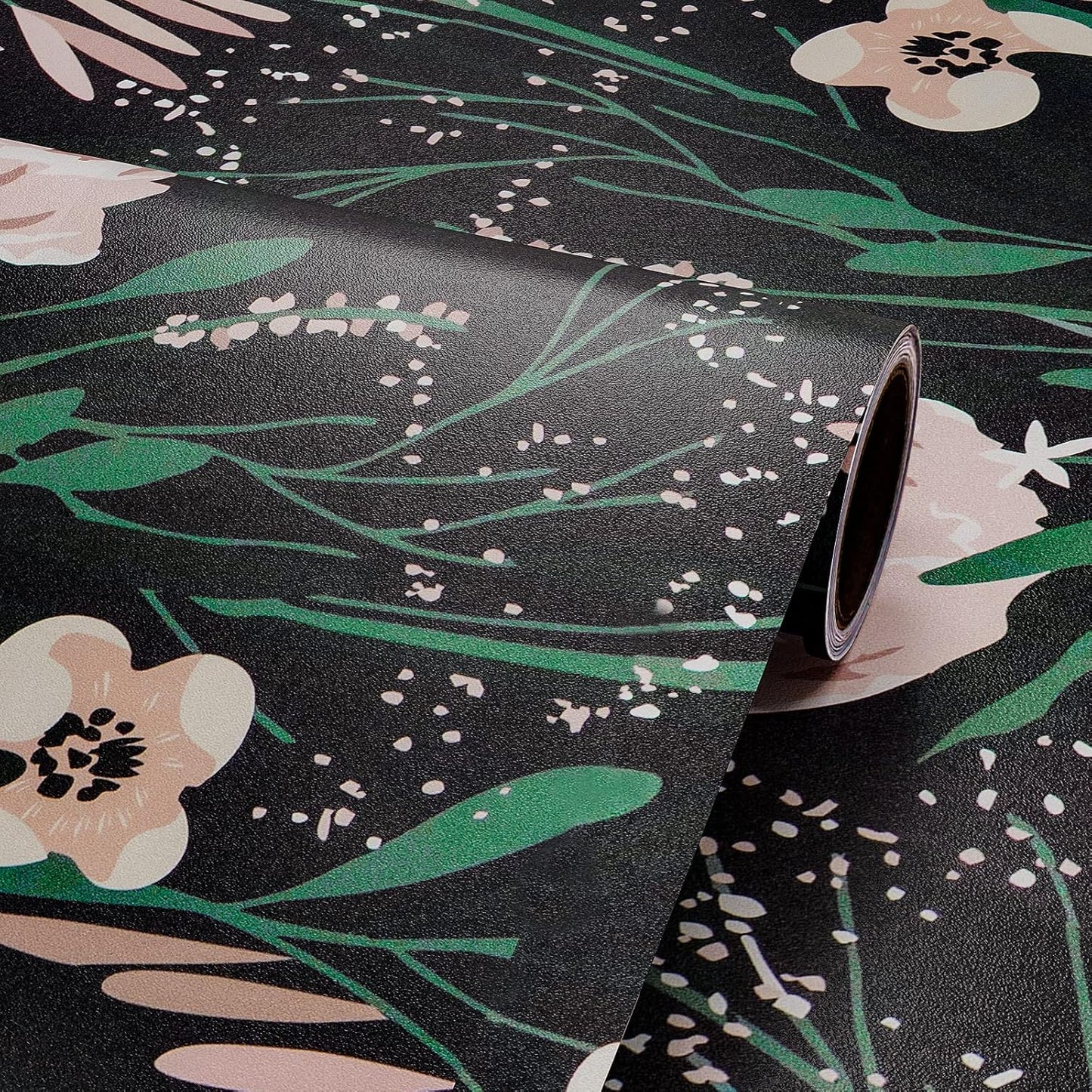 VaryPaper Black Green Pink Floral Wallpaper