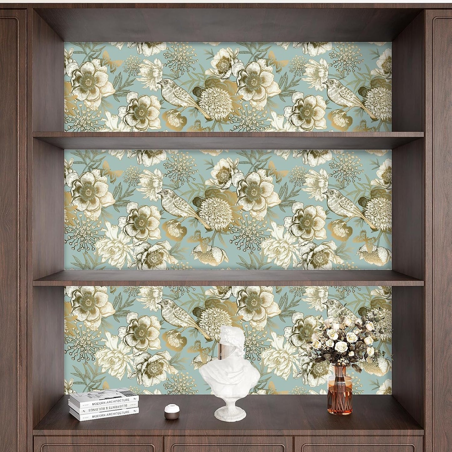 VaryPaper Vintage Gold Floral Bird Wallpaper