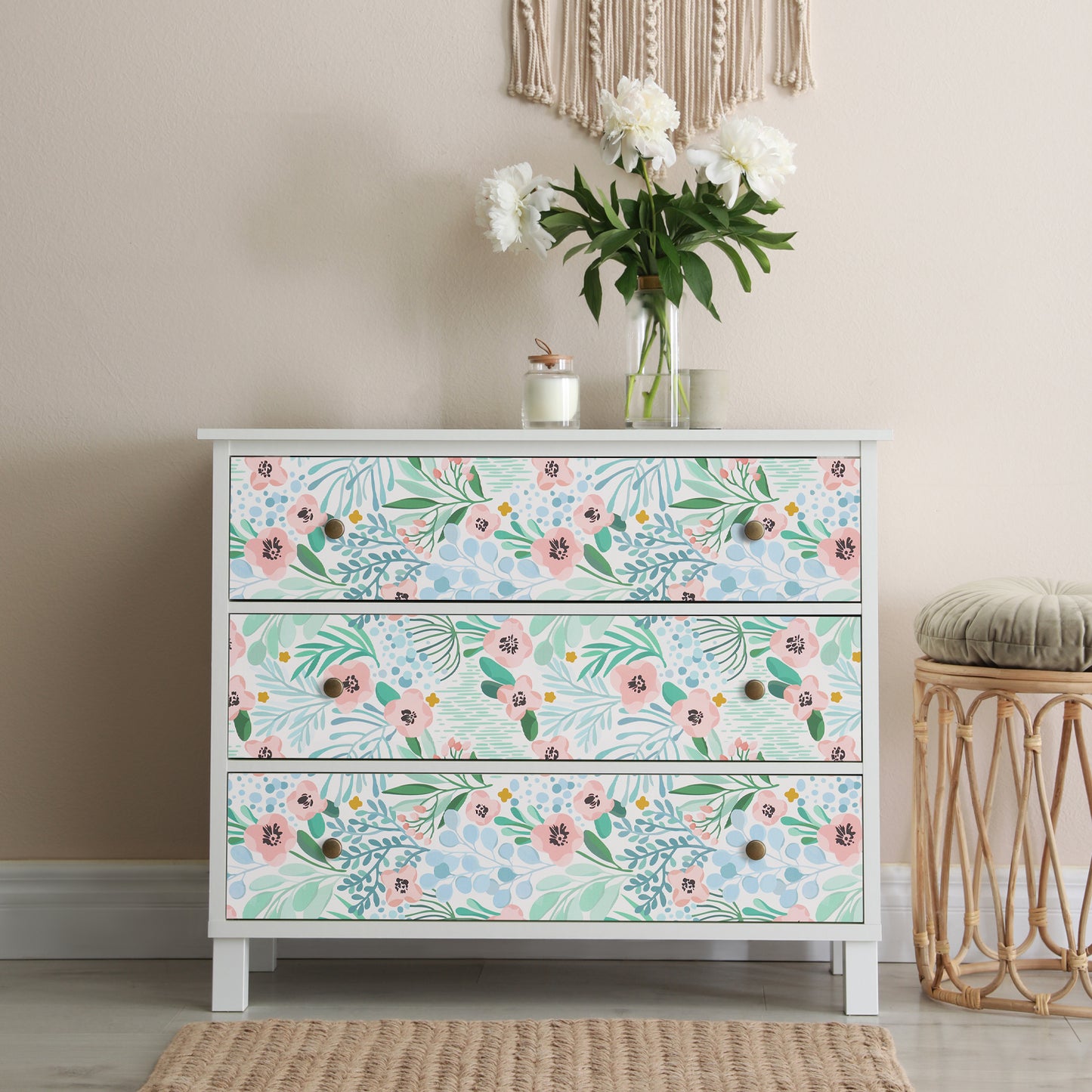 VaryPaper Pink Blue Green Floral Wallpaper