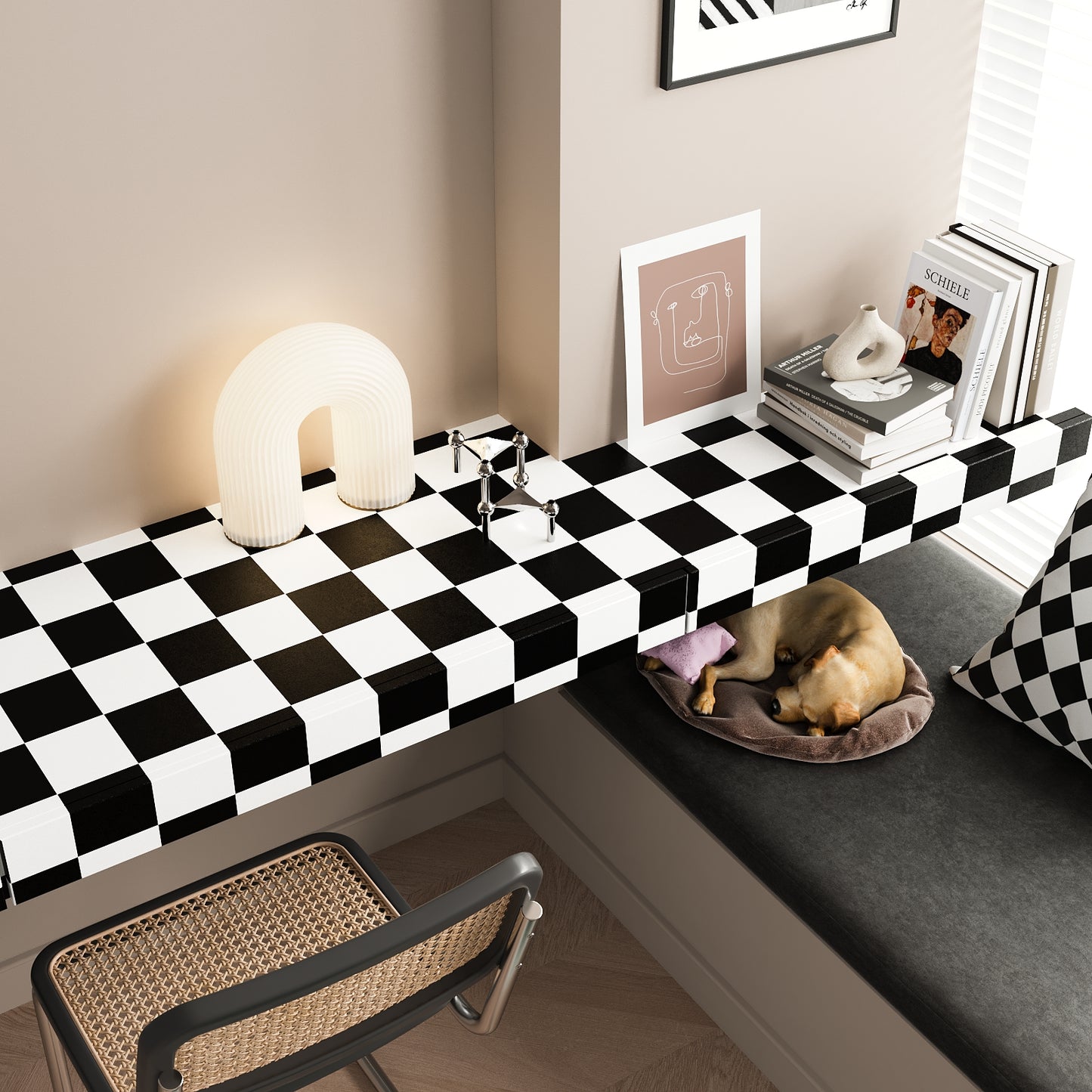 VaryPaper Thick Black and White Checkered Wallpaper
