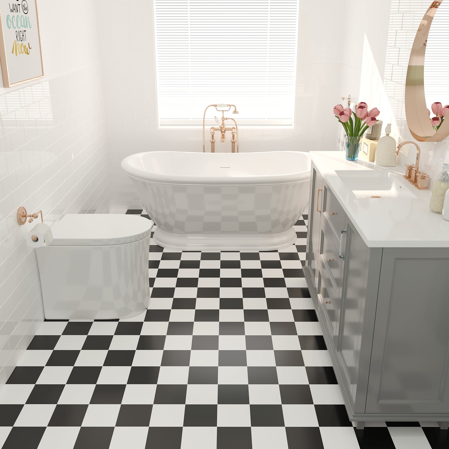 VaryPaper Thick Black and White Checkered Wallpaper