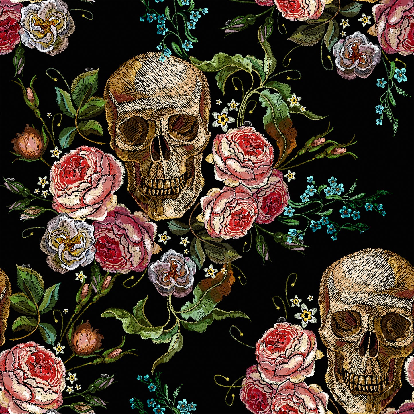 VaryPaper Vintage Floral Skull Gothic Floral Wallpaper
