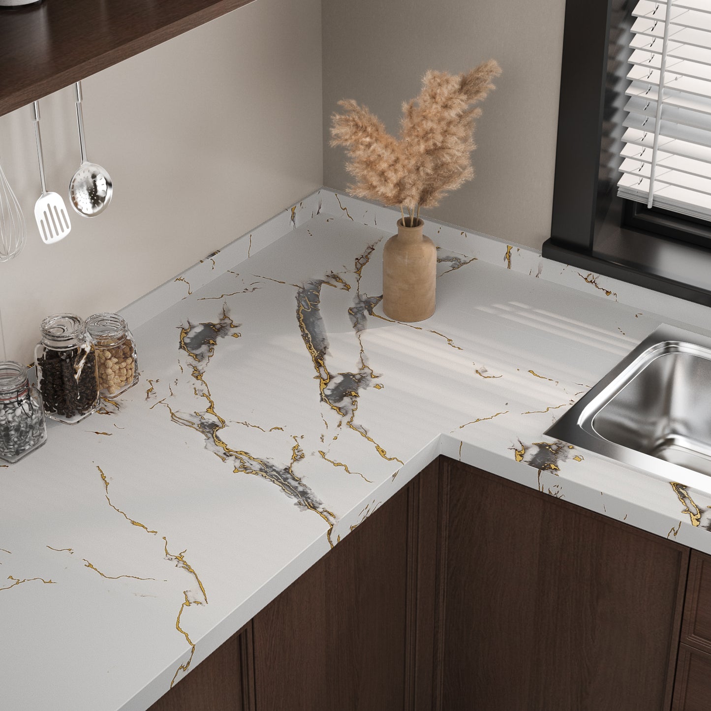 VaryPaper Matte White Marble Contact Paper