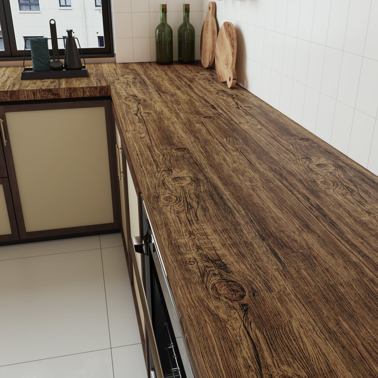 VaryPaper Rustic Dark Brown Wood Contact Paper