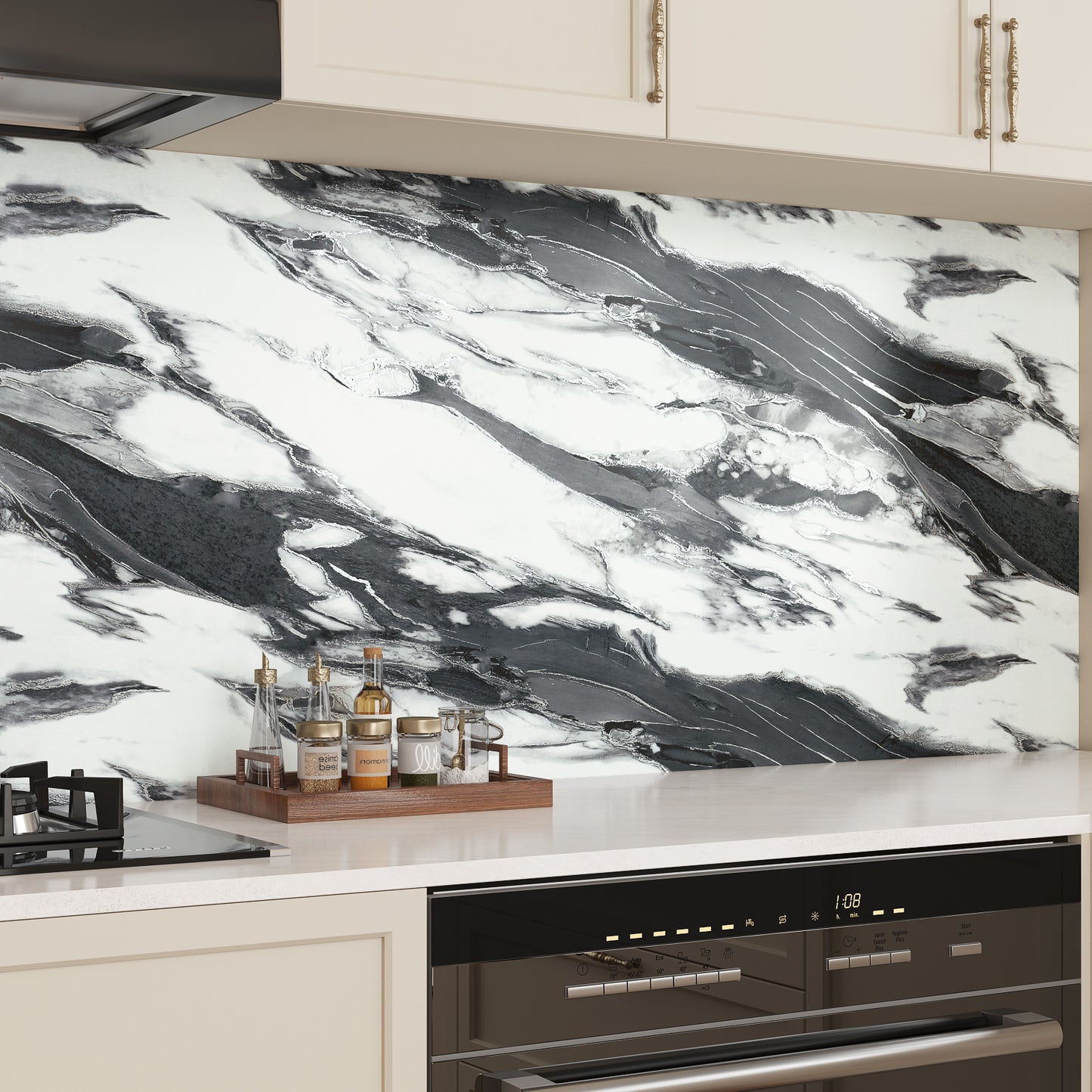 VaryPaper Black and White Marble Contact Paper