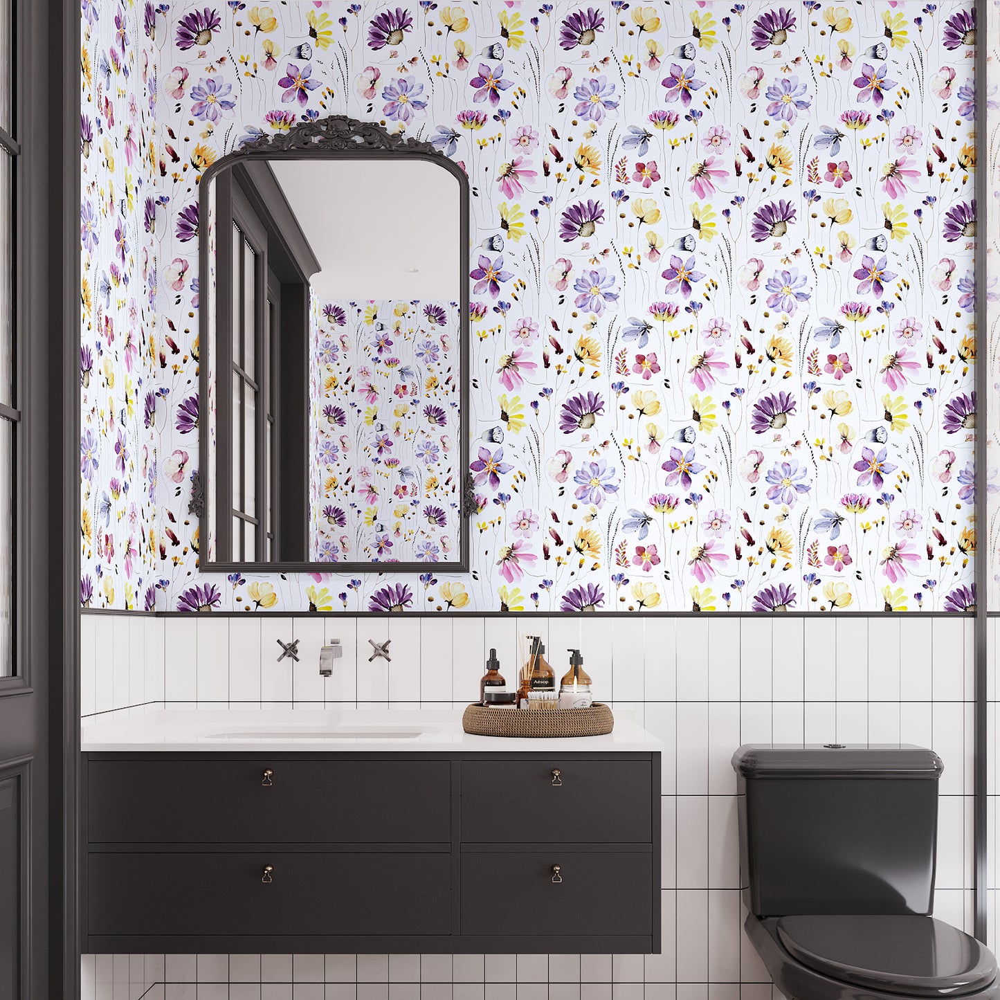 VaryPaper Watercolor Daisy Wildflower Peel and Stick Wallpaper