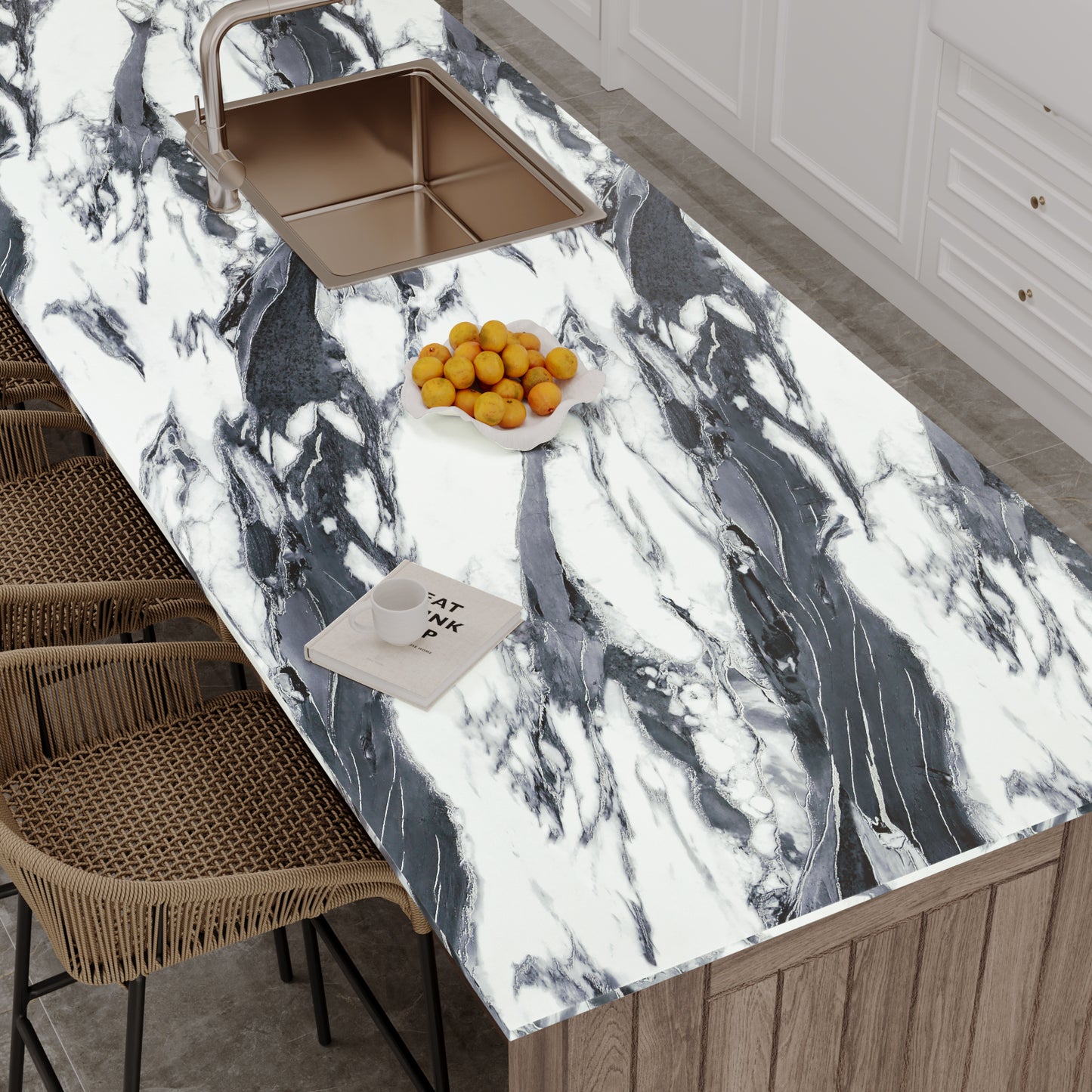 VaryPaper Black and White Marble Contact Paper