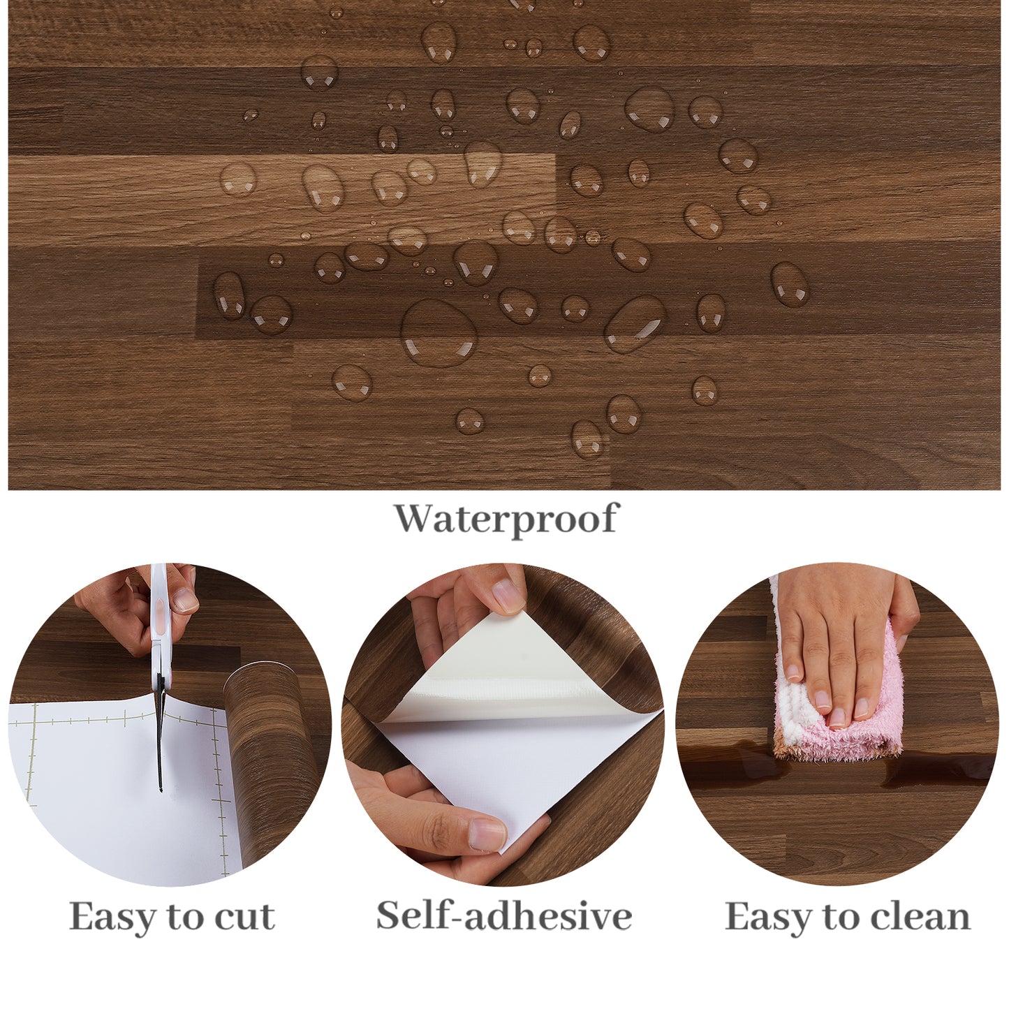 VaryPaper Dark Brown Butcher Block Wood Contact Paper