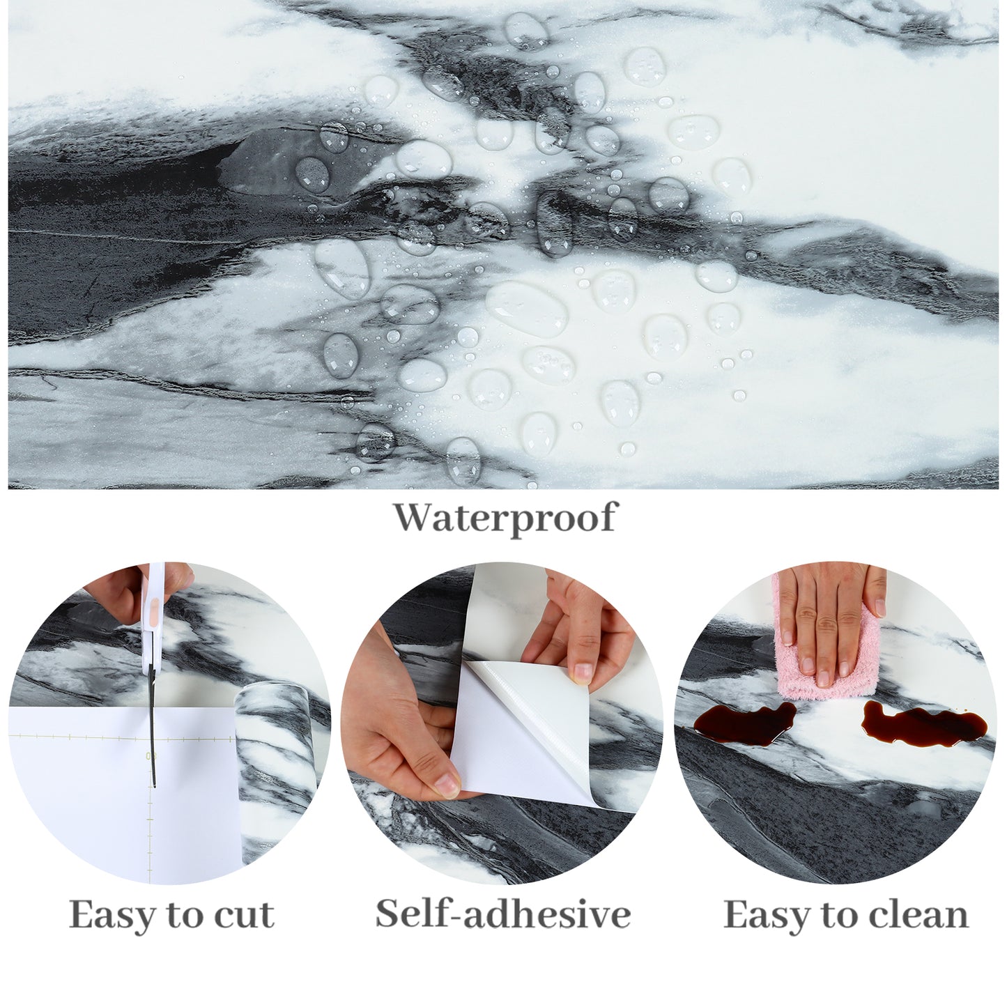 VaryPaper Black and White Marble Contact Paper