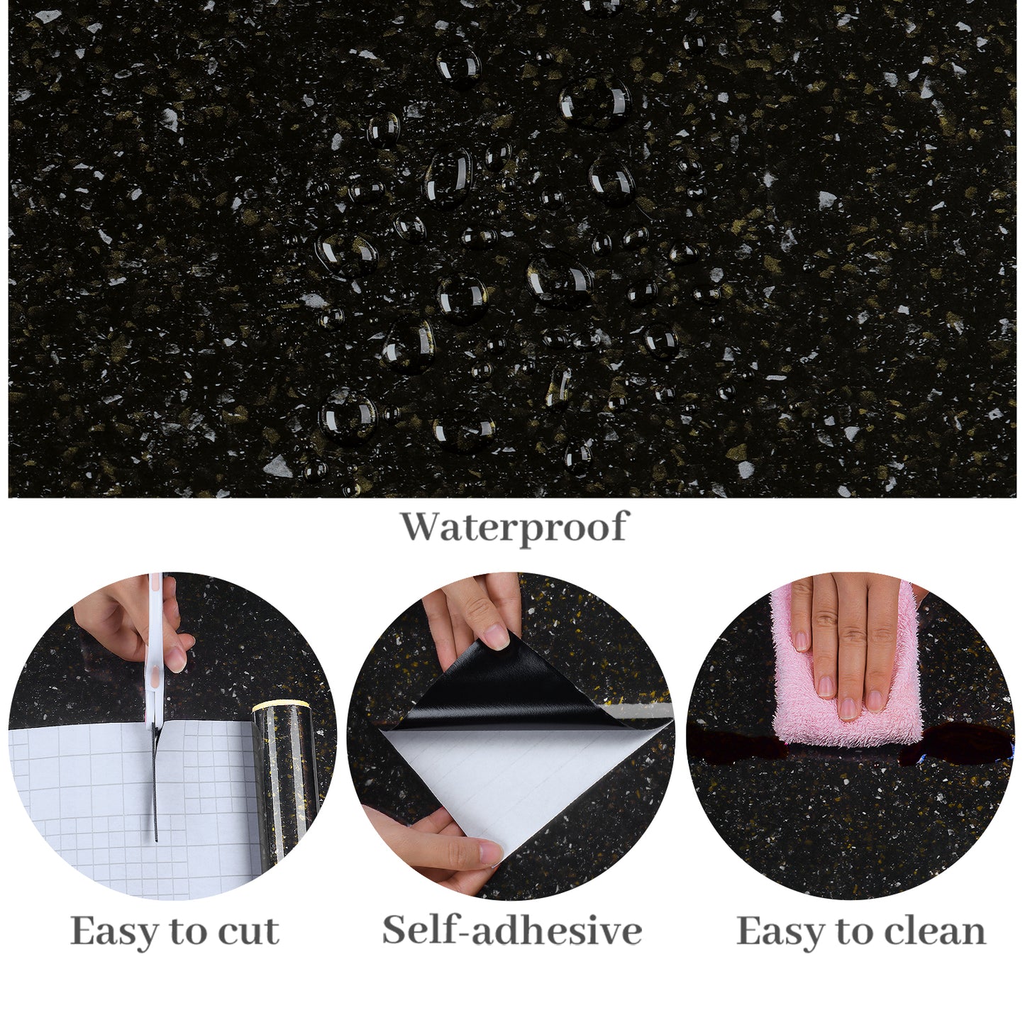 VaryPaper Black Gold Granite Contact Paper