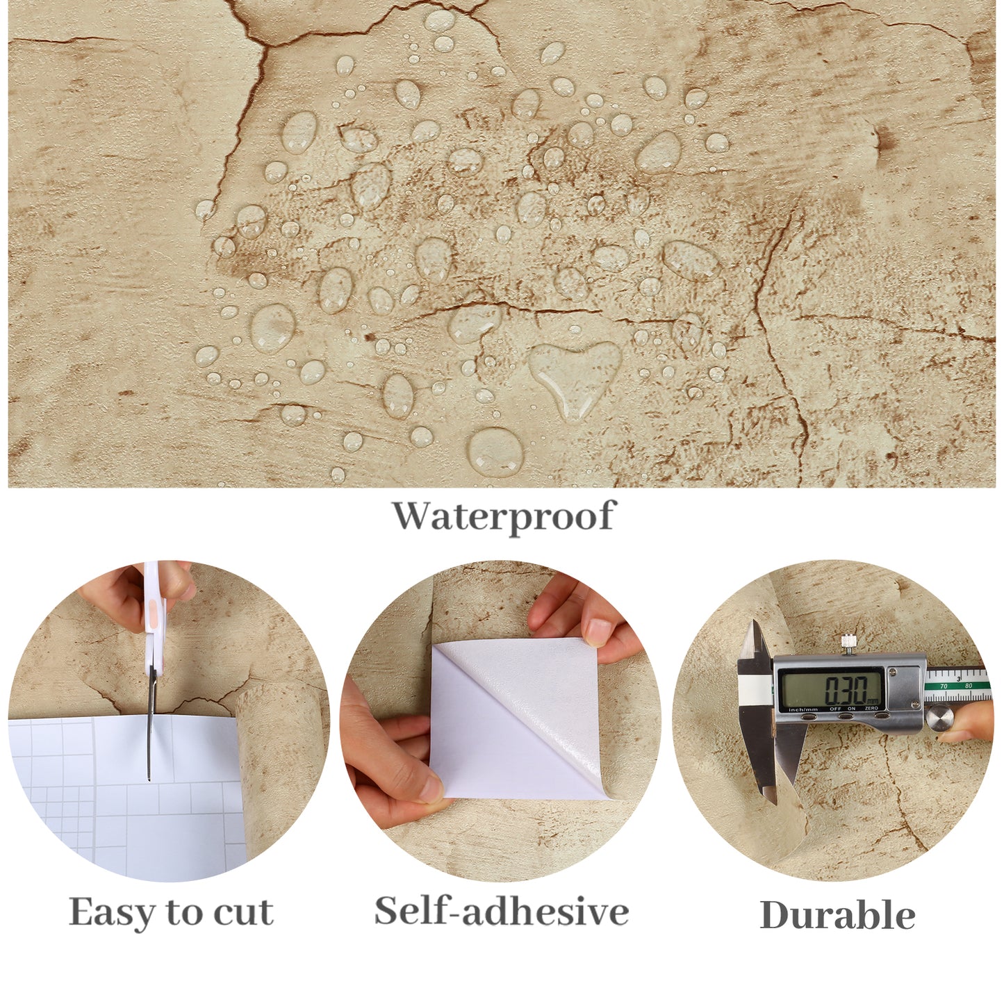 VaryPaper Tan Cracked Concrete Wallpaper
