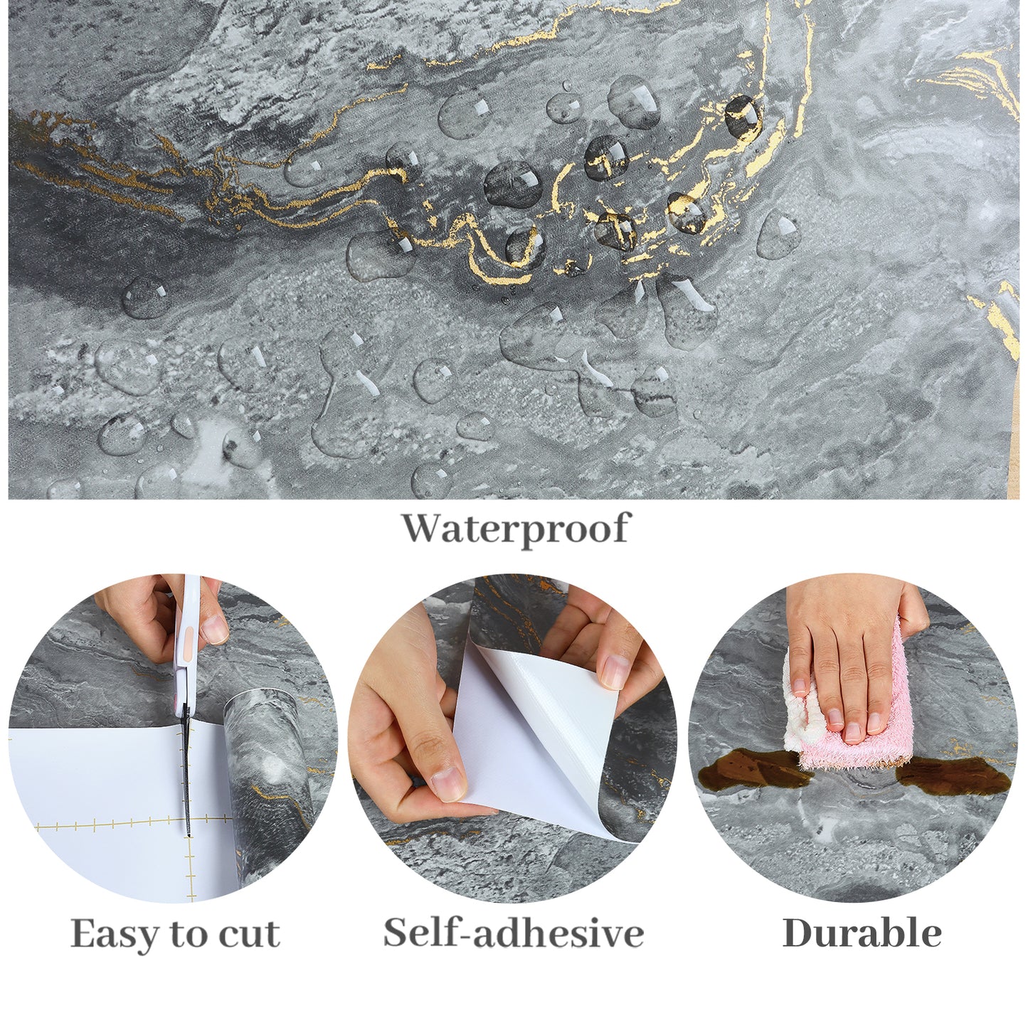 VaryPaper Matte Grey Marble Contact Paper
