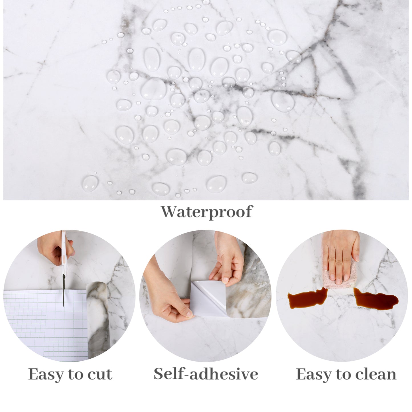 VaryPaper Grey White Marble Contact Paper