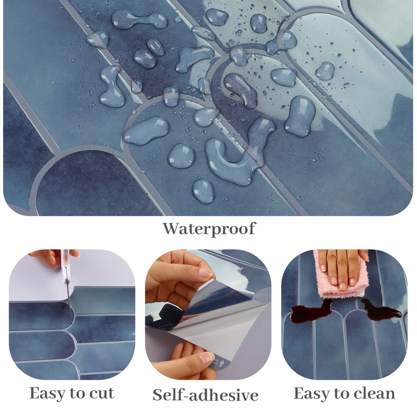 VaryPaper Blue Peel and Stick Backsplash Wall Tiles