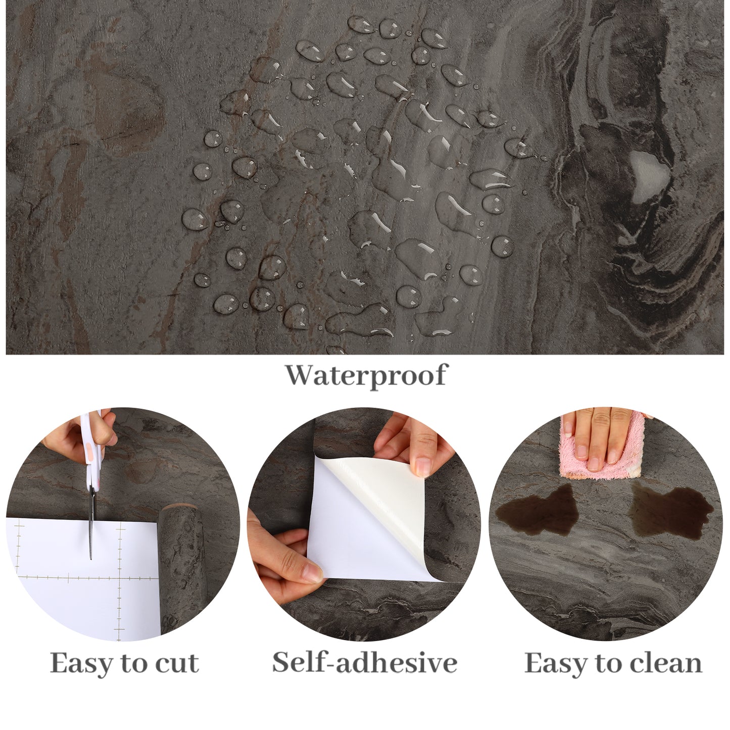 VaryPaper Dark Smoky Brown Marble Contact Paper