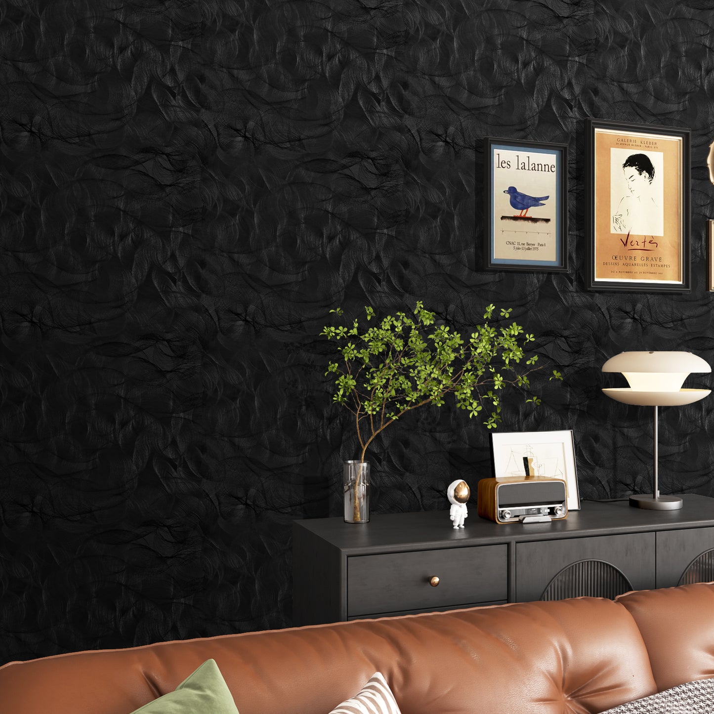 VaryPaper Modern Textured Black Wallpaper