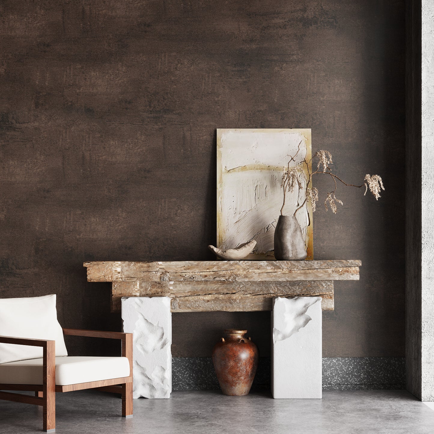 VaryPaper Industrial Brown Concrete Wallpaper