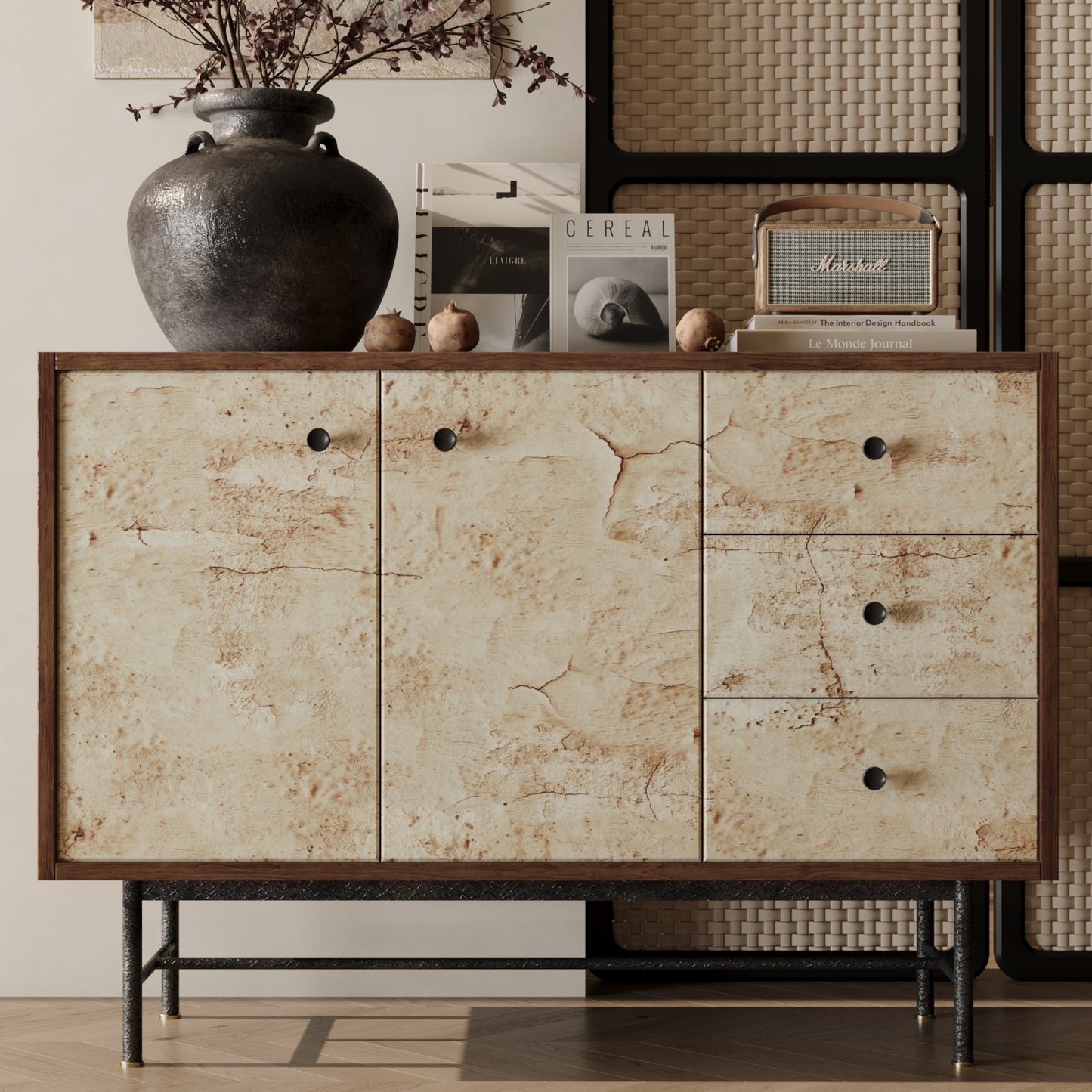 VaryPaper Tan Cracked Concrete Wallpaper