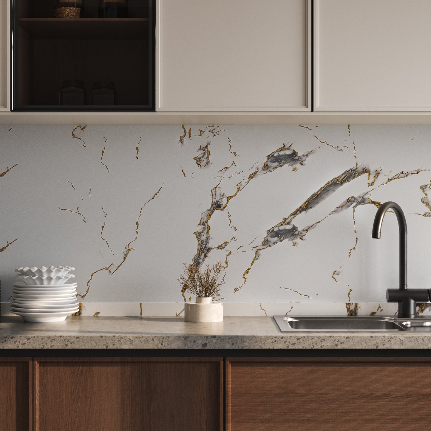 VaryPaper Matte White Marble Contact Paper