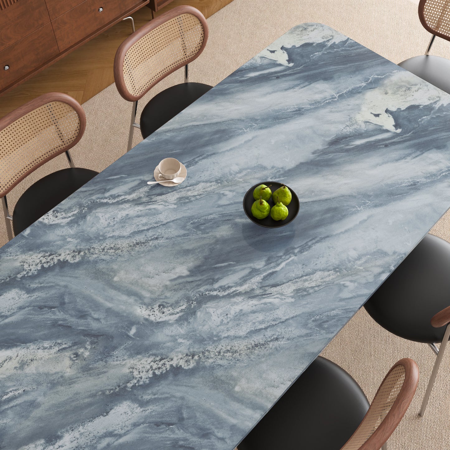 VaryPaper Glossy Blue Grey Marble Contact Paper