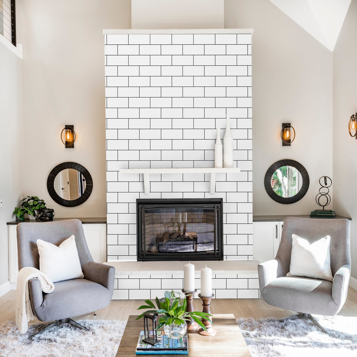 VaryPaper Glossy White Brick Wallpaper
