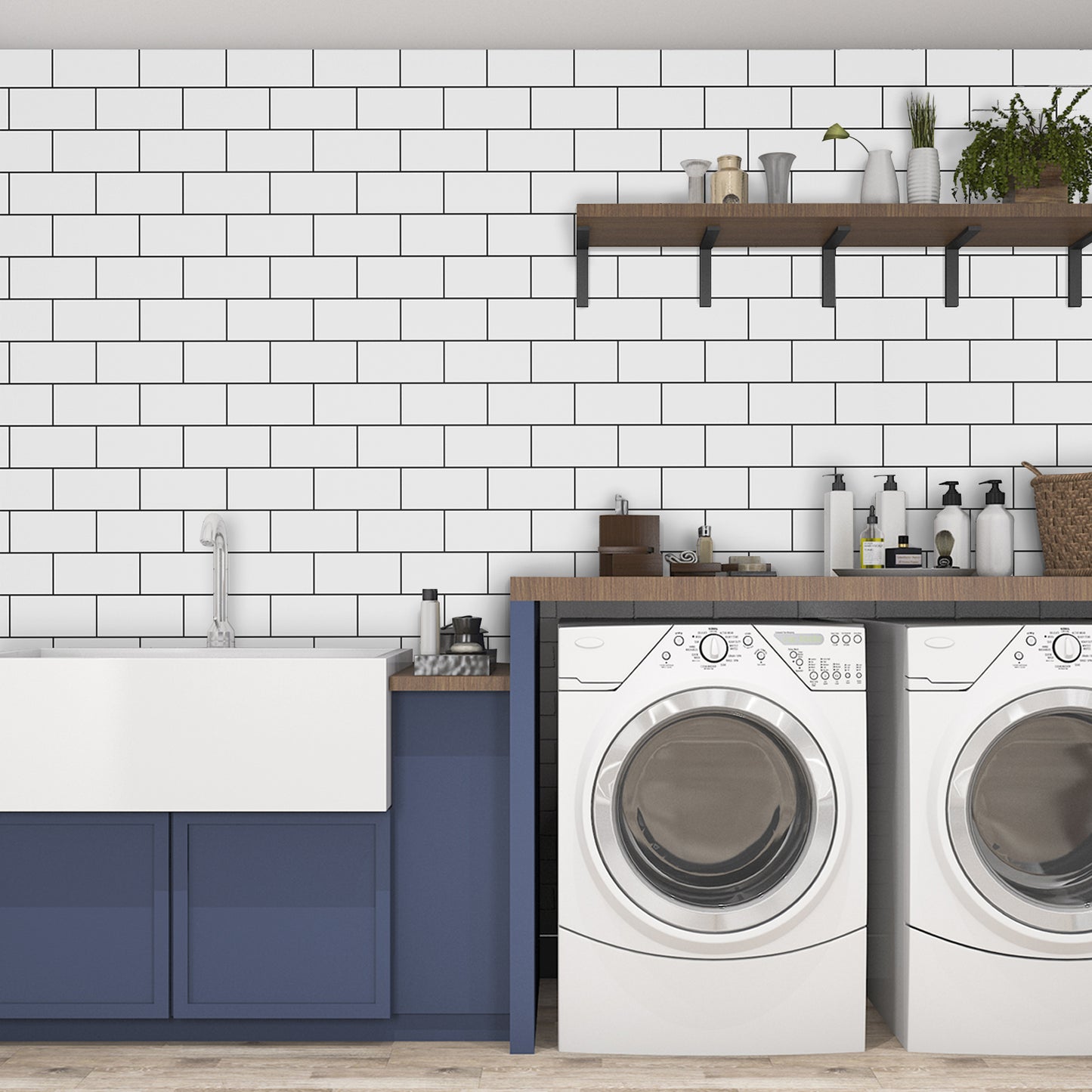 VaryPaper Glossy White Brick Wallpaper