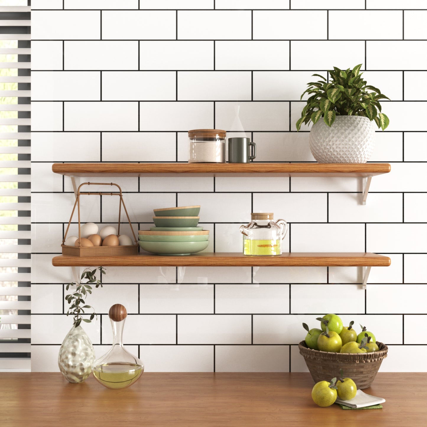 VaryPaper Glossy White Brick Wallpaper