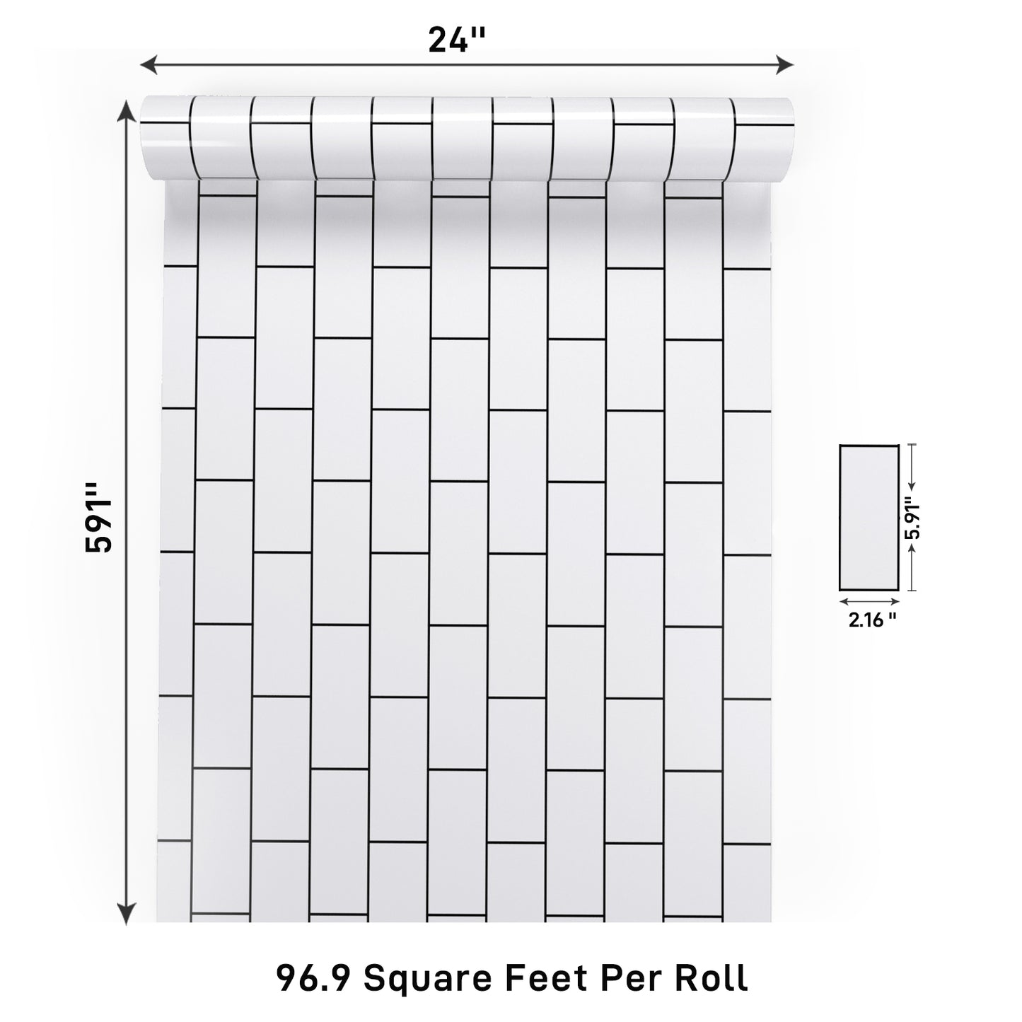 VaryPaper Glossy White Brick Wallpaper