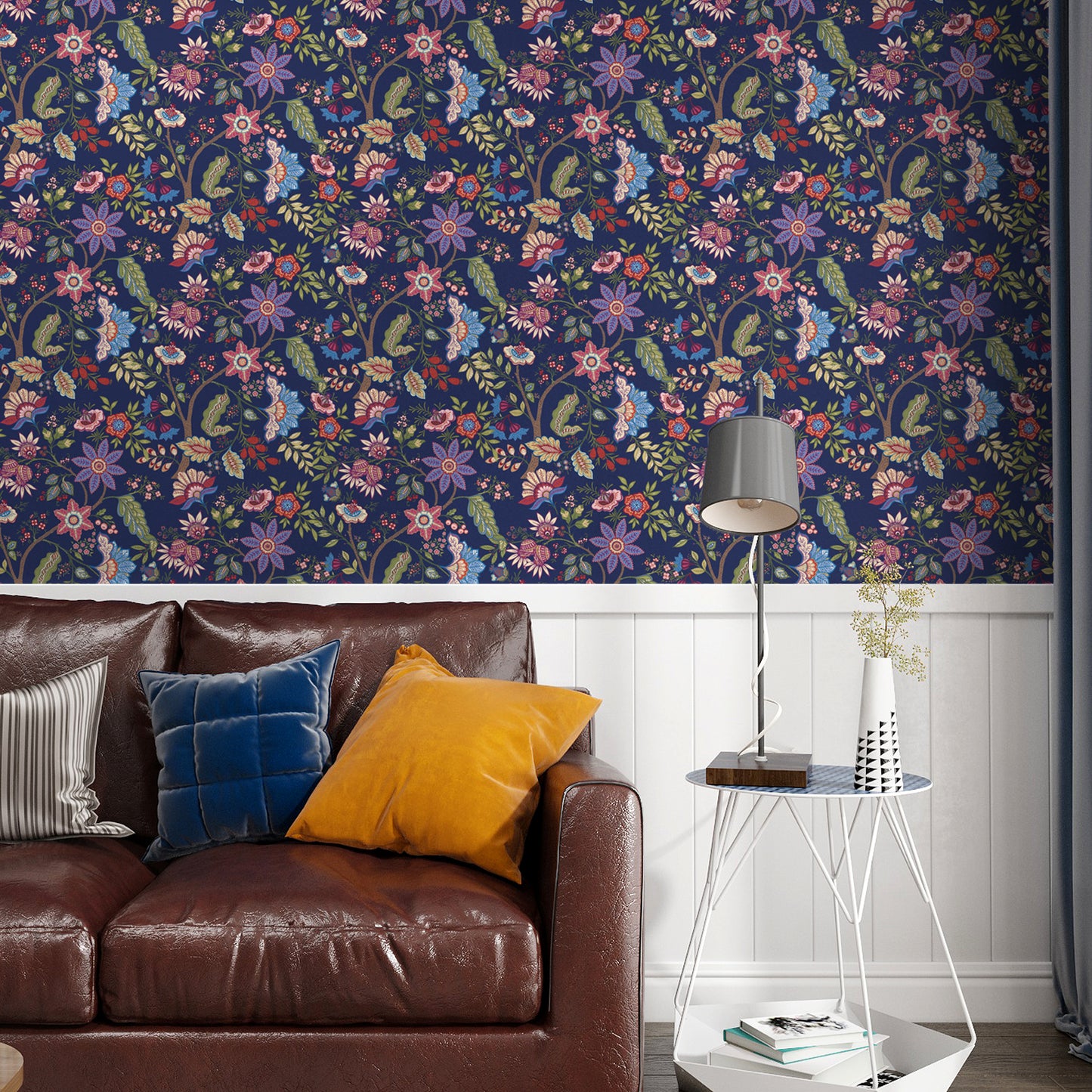 VaryPaper Exotic Blue Floral Peel and Stick Wallpaper