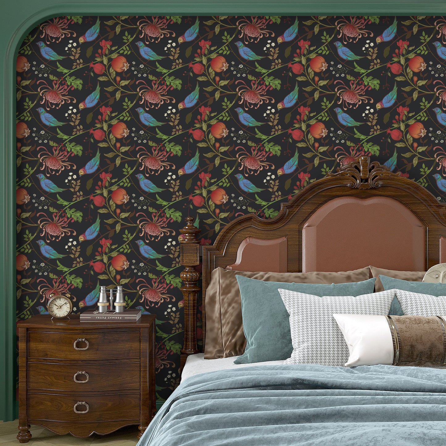 VaryPaper Vintage Dark Bird Floral Peel and Stick Wallpaper