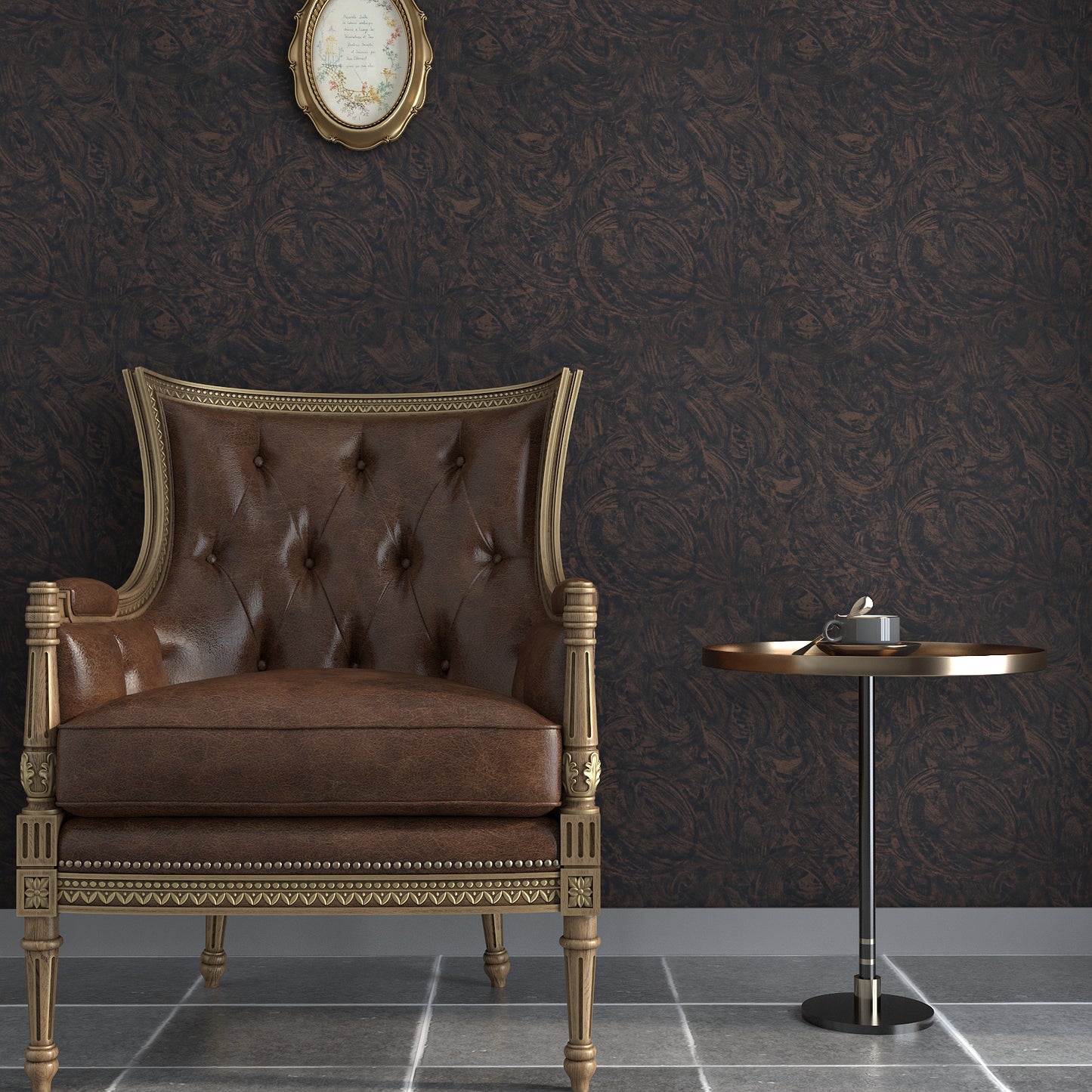 VaryPaper Industrial Black Brown Concrete Wallpaper