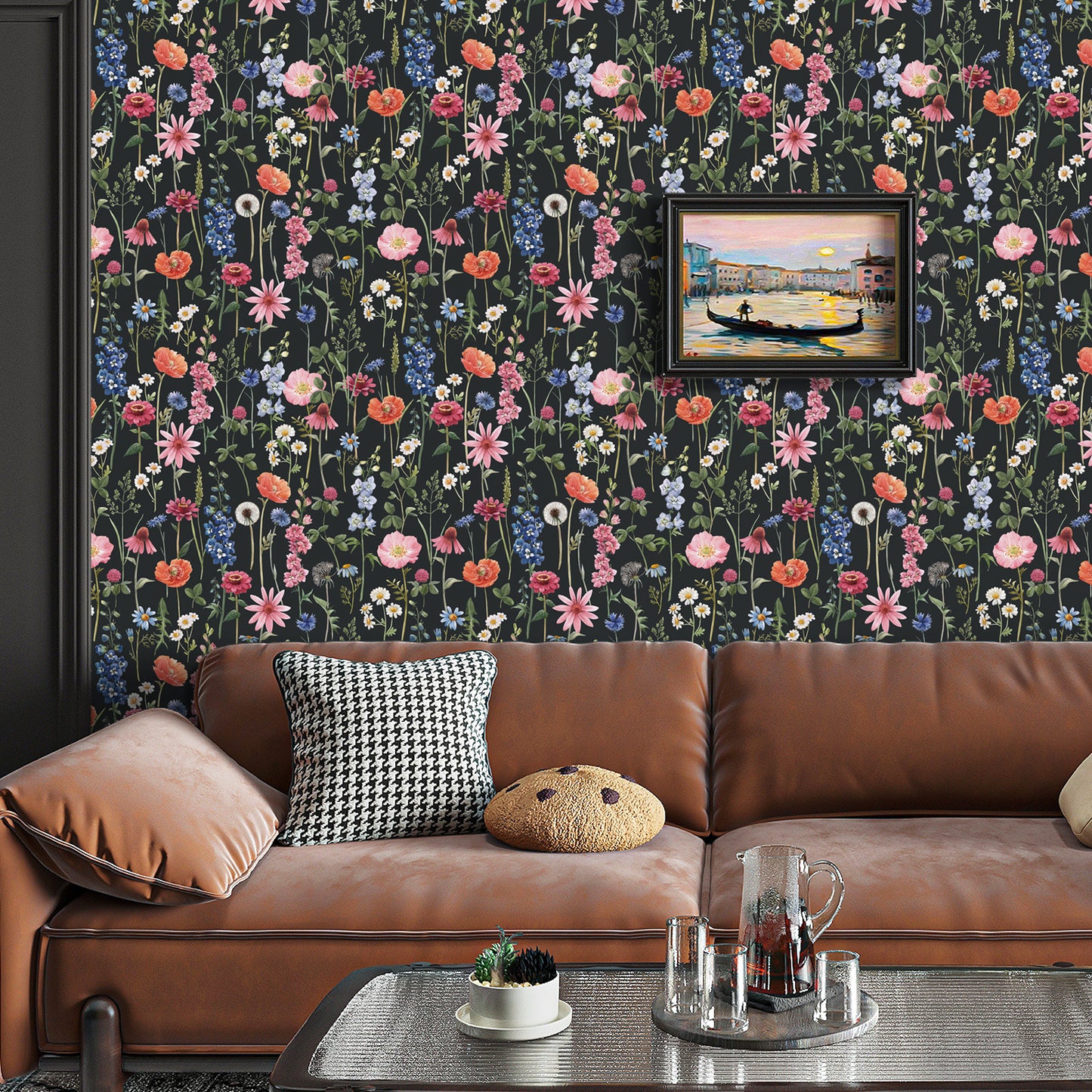 VaryPaper Dark Wildflower Floral Peel and Stick Wallpaper
